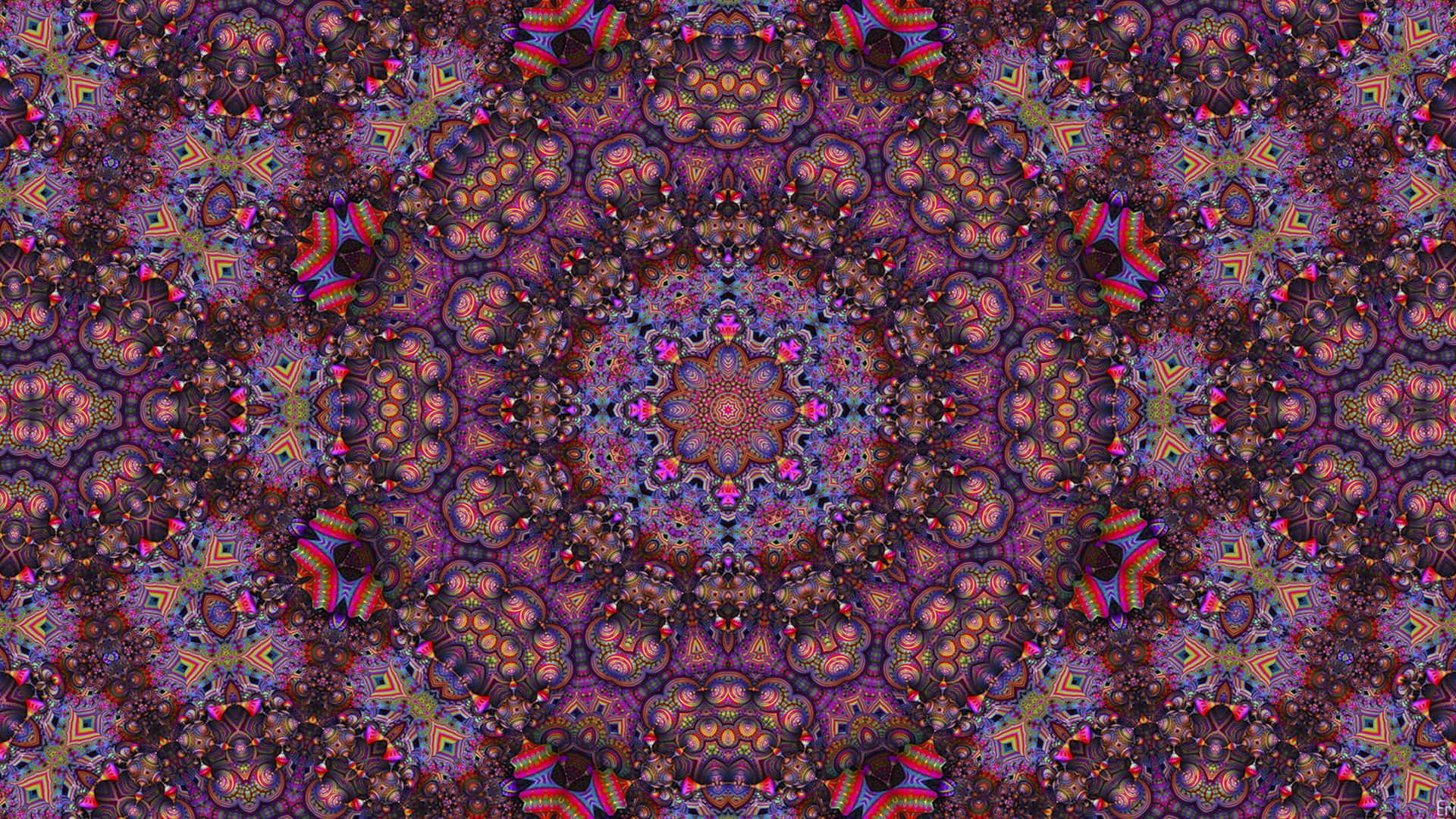 Psychedelic Fractals, kaleidoscopic pattern, central point, Full HD Desktop Wallpaper