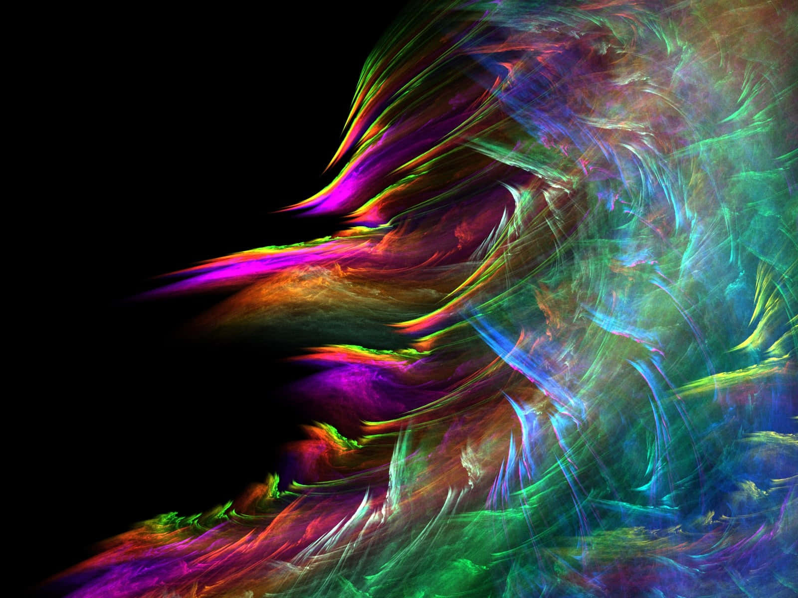 Psychedelic Fractals, neon purple, green, HD Desktop Wallpaper