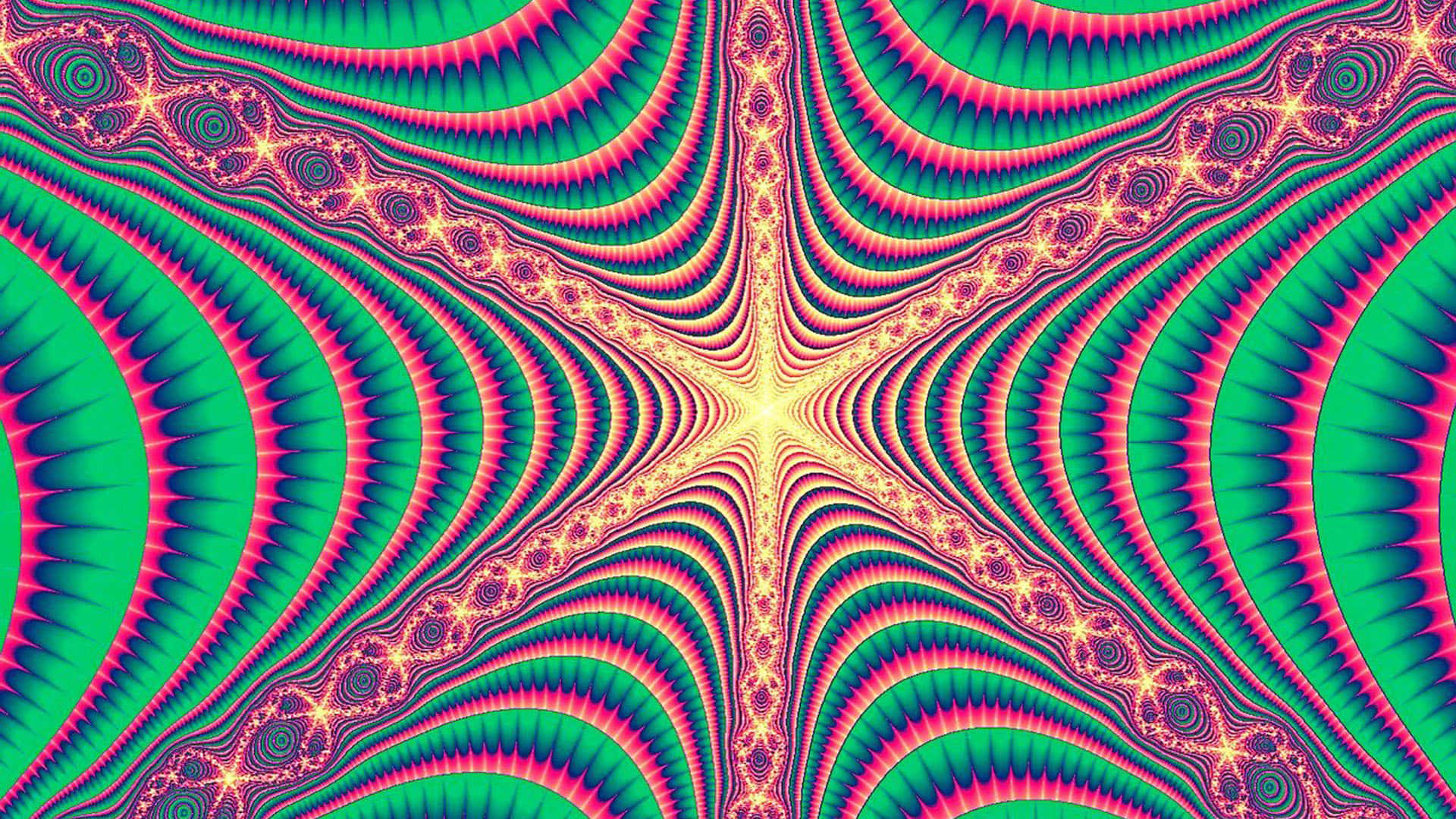 Psychedelic Fractals, electric green, magenta, Full HD Desktop Wallpaper