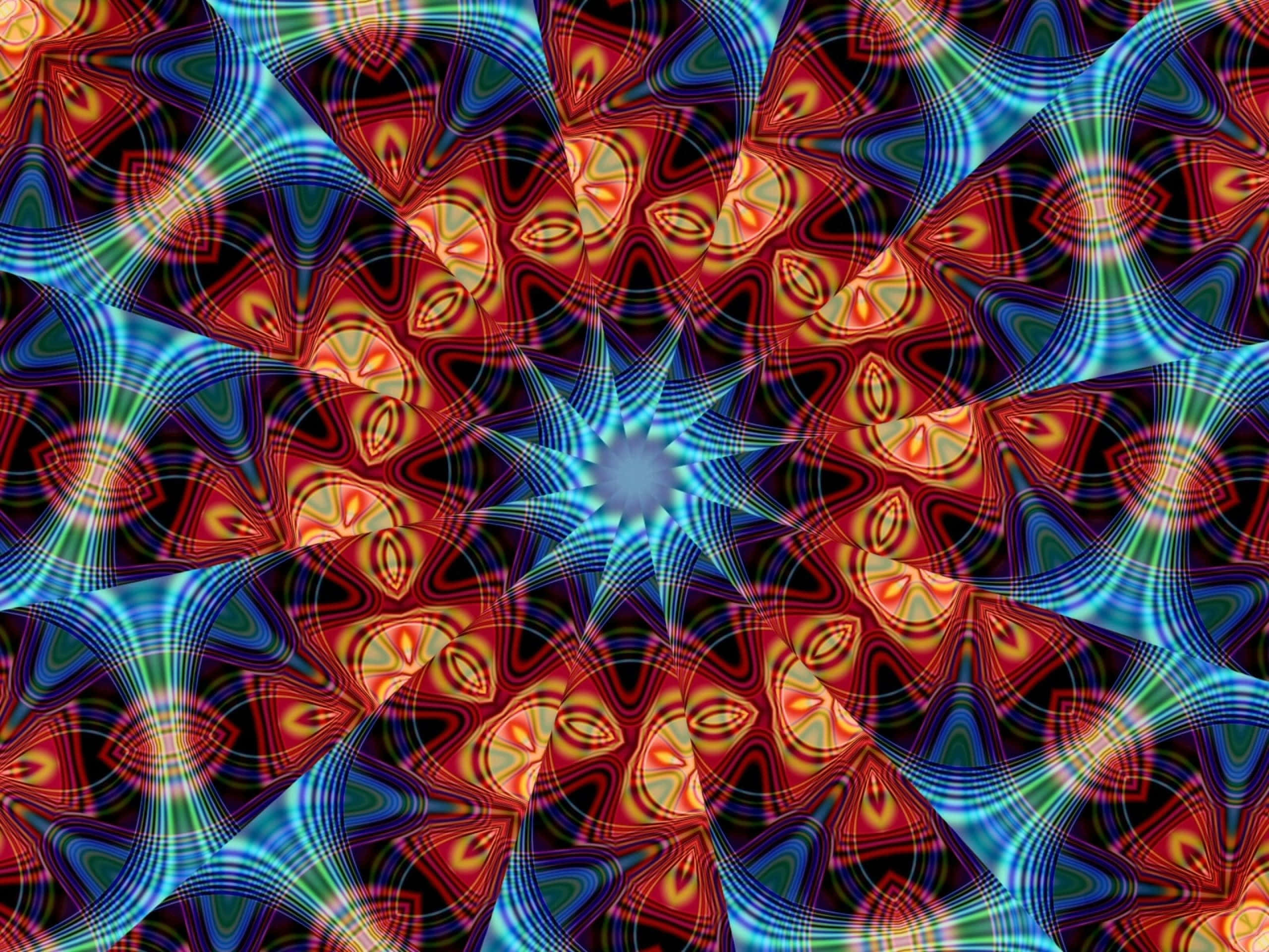 Psychedelic Fractals, red, blue, 2K Desktop Wallpaper