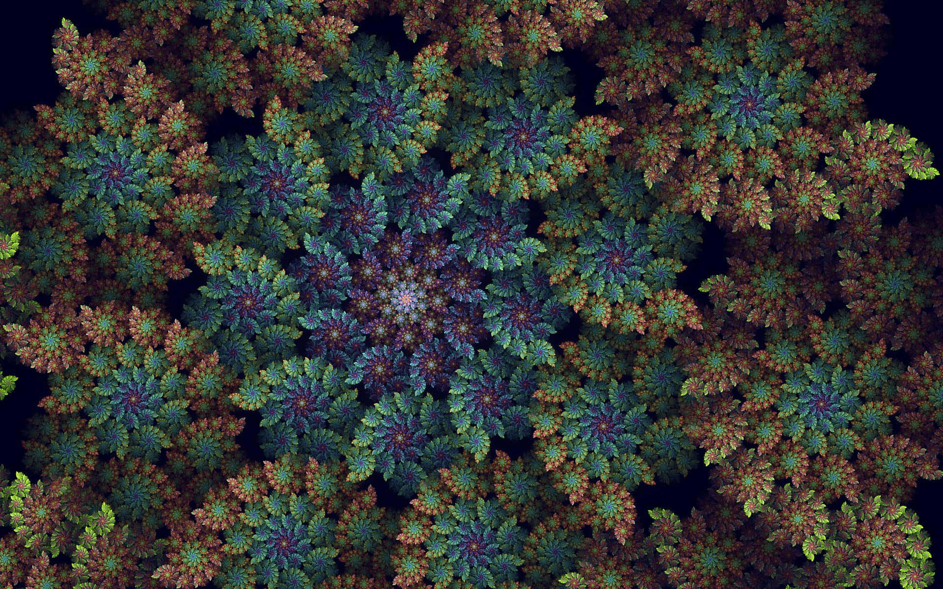 Psychedelic Fractals, deep greens, browns, Full HD Desktop Wallpaper