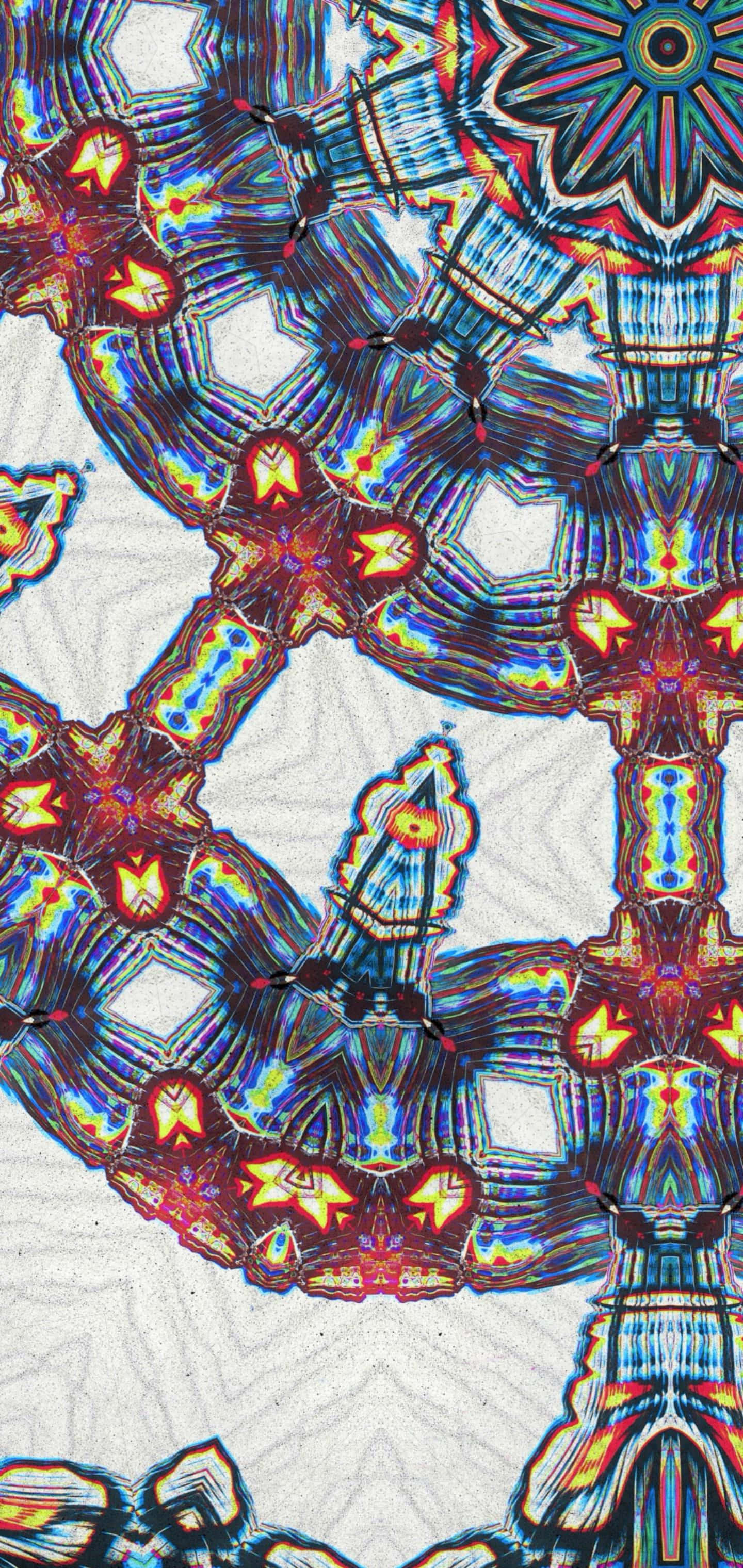 Psychedelic Fractals, kaleidoscopic pattern, glowing starbursts, 2K Phone Wallpaper