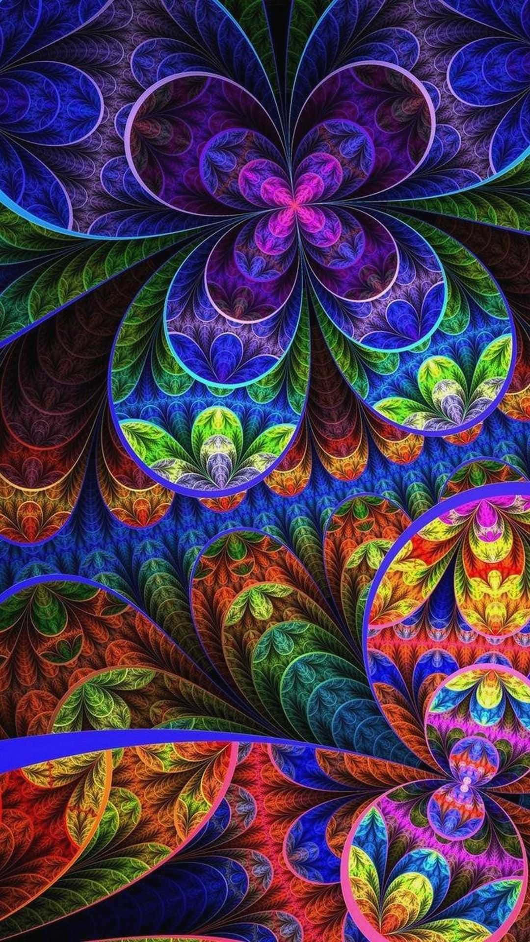 Psychedelic Fractals, Vibrant, Swirling, Full HD Phone Wallpaper