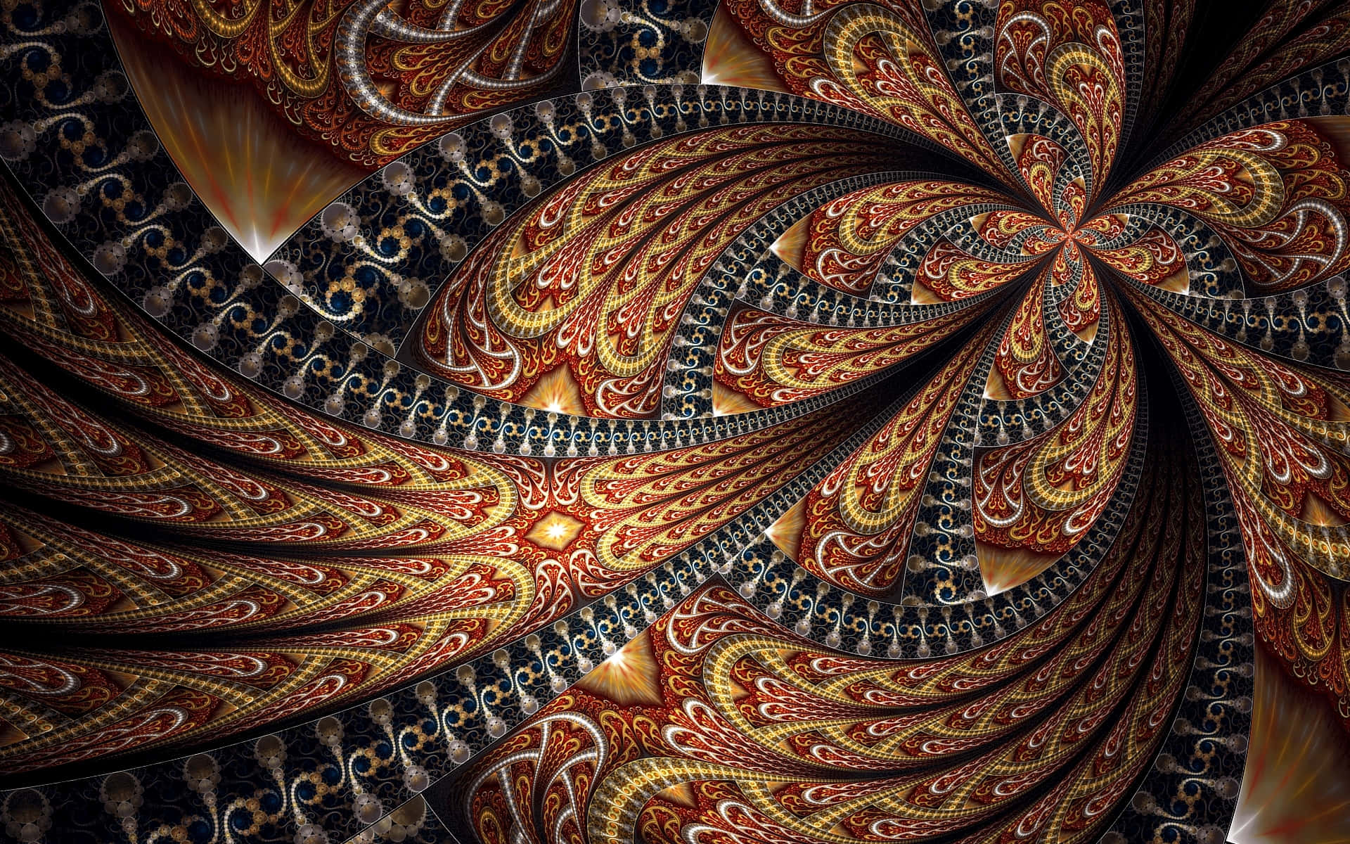 Psychedelic Fractals, red, gold, Full HD Desktop Wallpaper