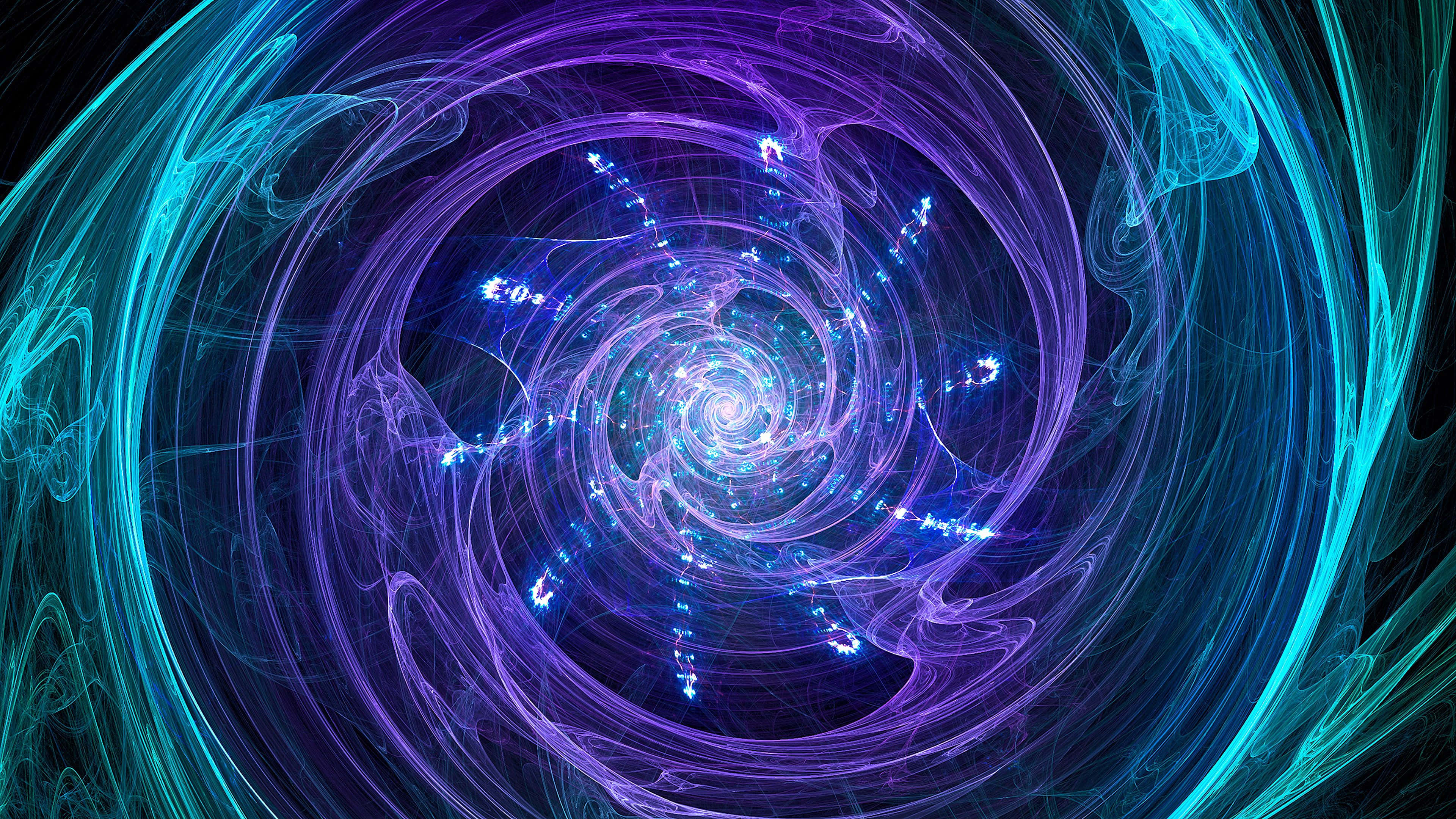 glowing blue, purple energy, spiral vortex, 4K Desktop Wallpaper