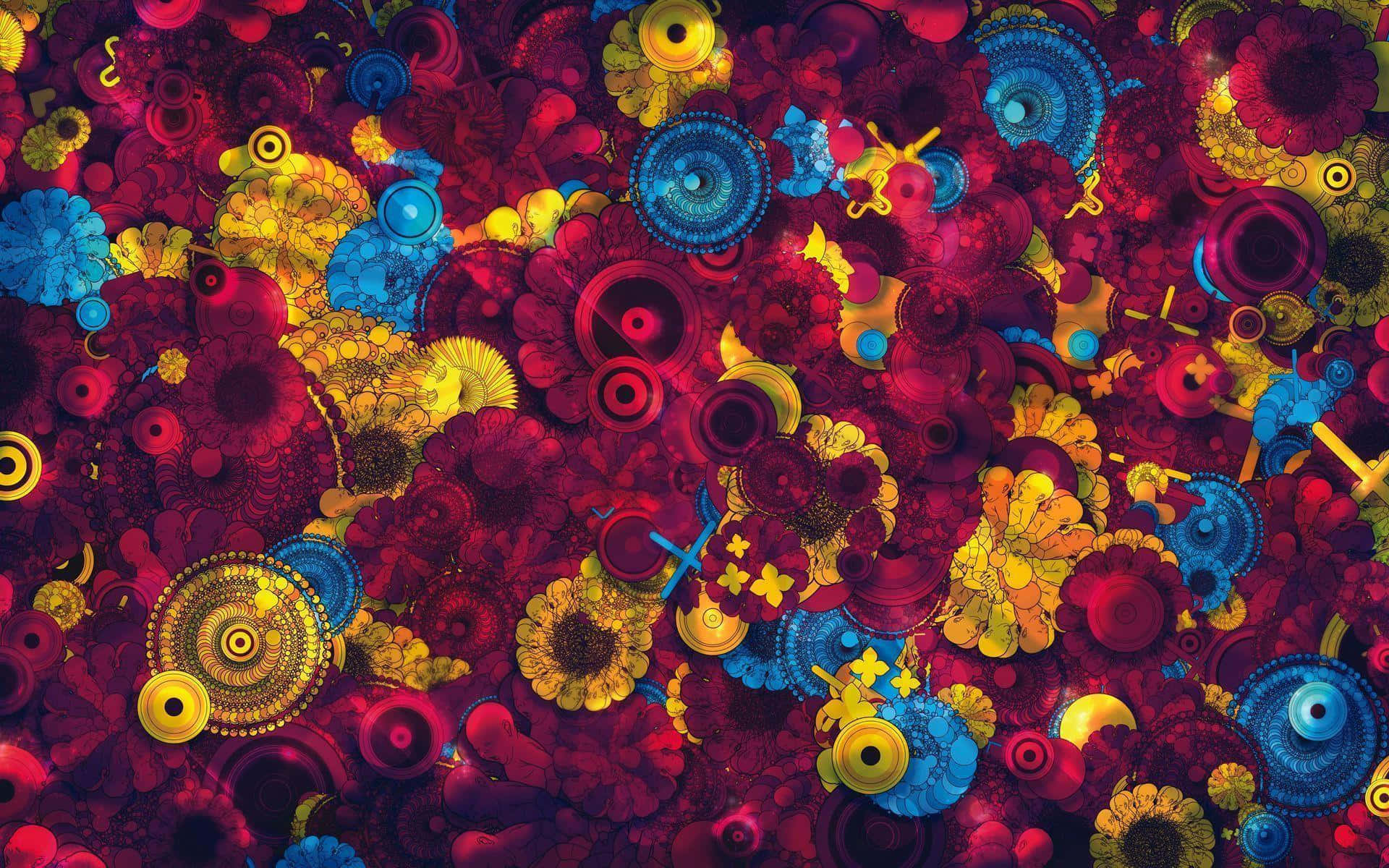 psychedelic nature, red, blue, Full HD Desktop Wallpaper