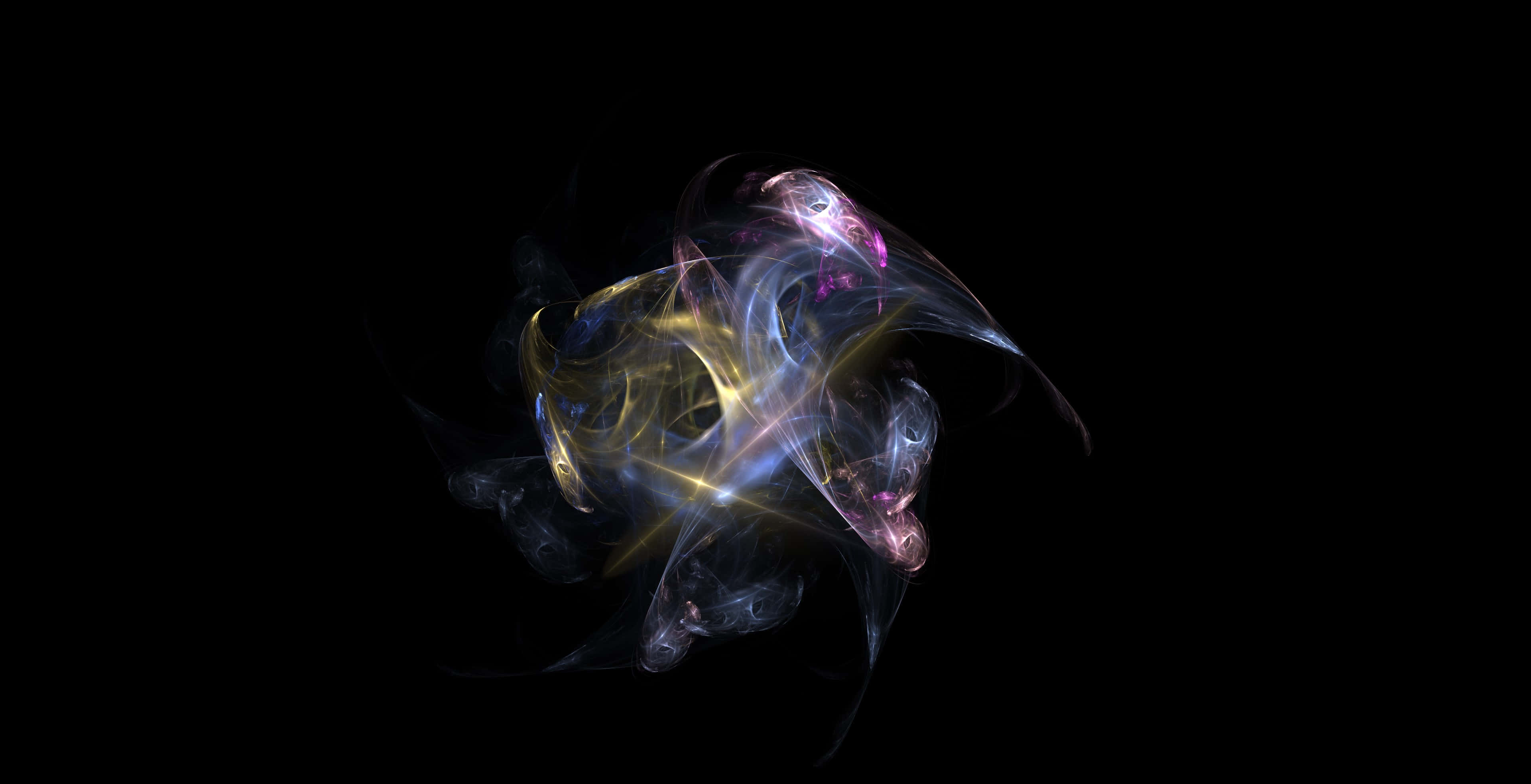 hyperbolic fractal light, gold, purple, 4K Desktop Wallpaper