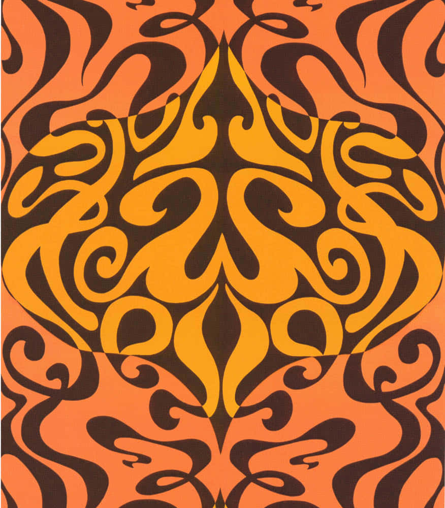1960s psychedelic, black and orange design, vibrant orange, SD Phone Wallpaper