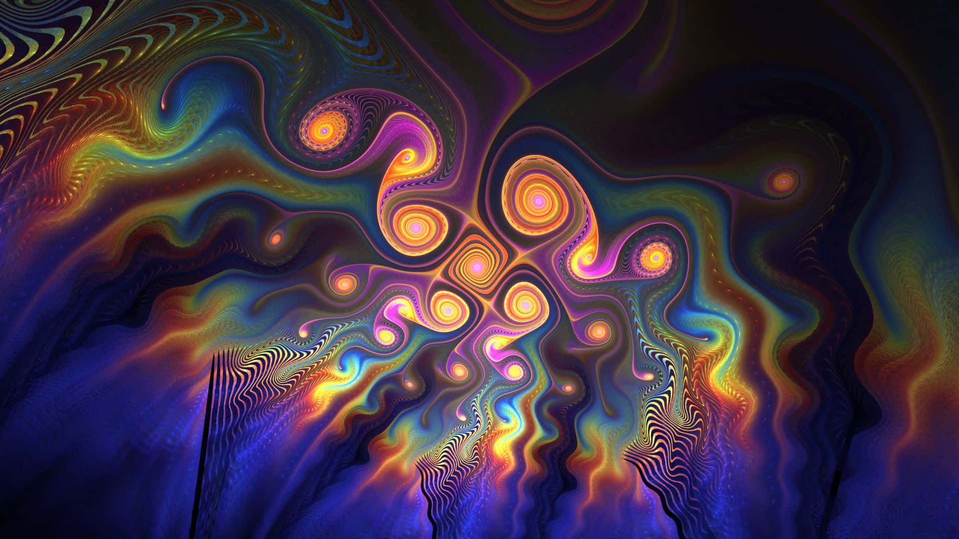 neon hues, dark cosmic backdrop, mesmerizing digital dreamscape, Full HD Desktop Wallpaper