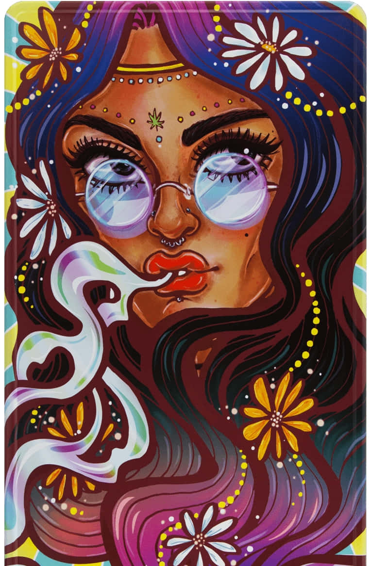 Psychedelic Grunge, purple hair, glasses, SD Phone Wallpaper
