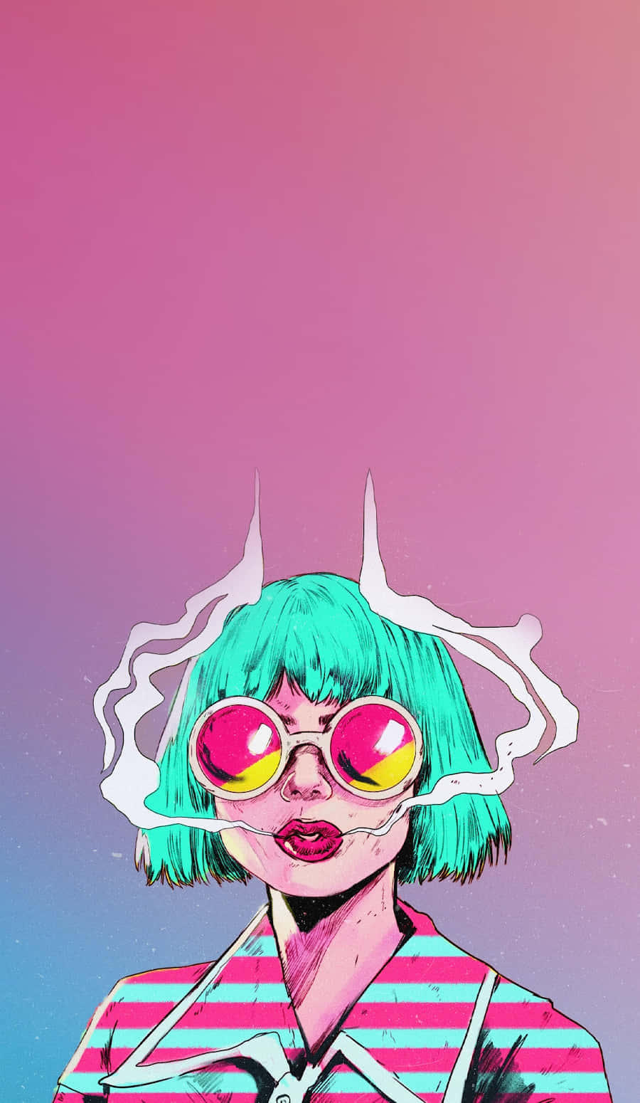 Psychedelic Grunge, turquoise hair, oversized pink sunglasses, HD Phone Wallpaper