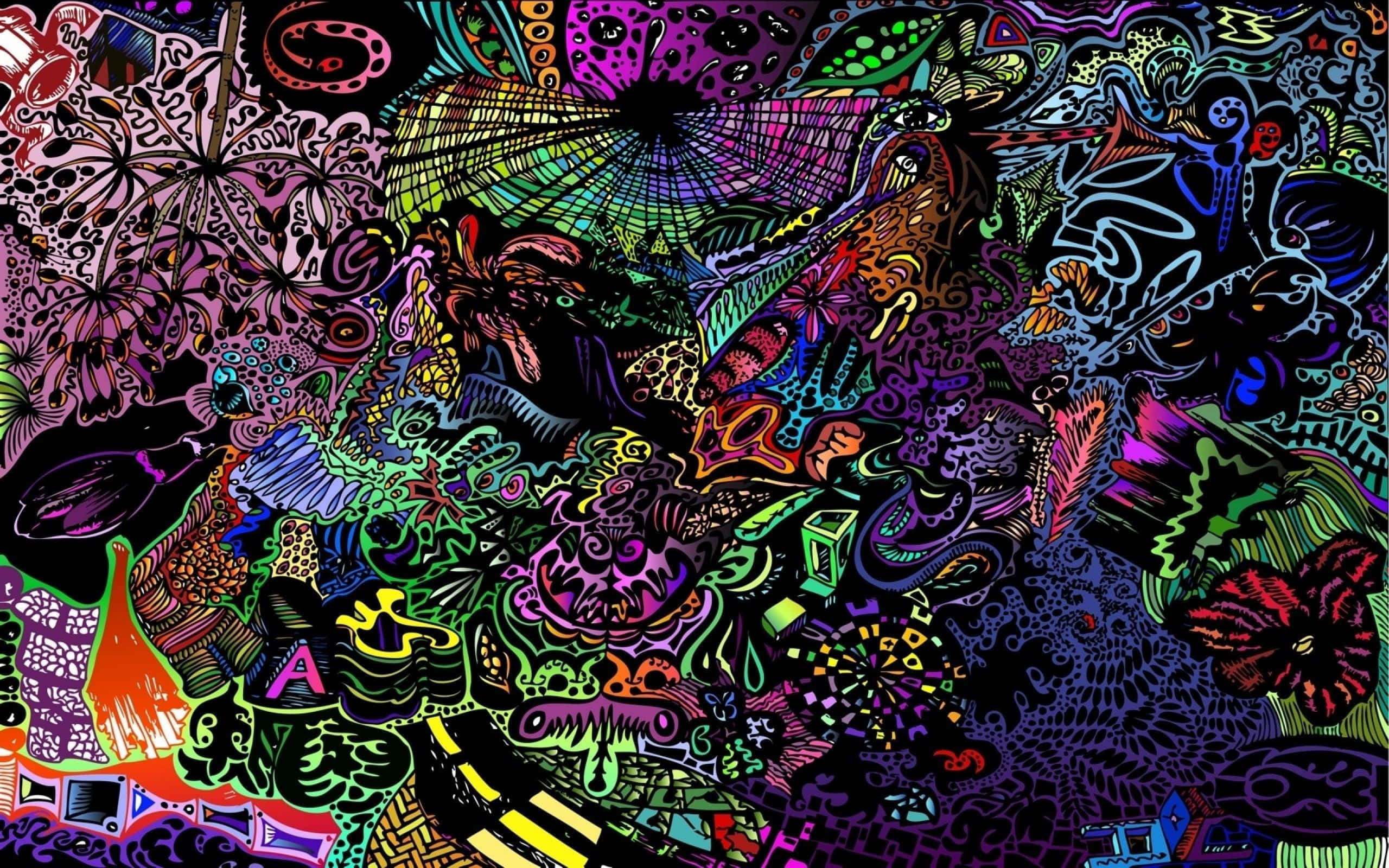 Psychedelic Grunge, 2560 x 1600, neon colors, 2K Desktop Wallpaper