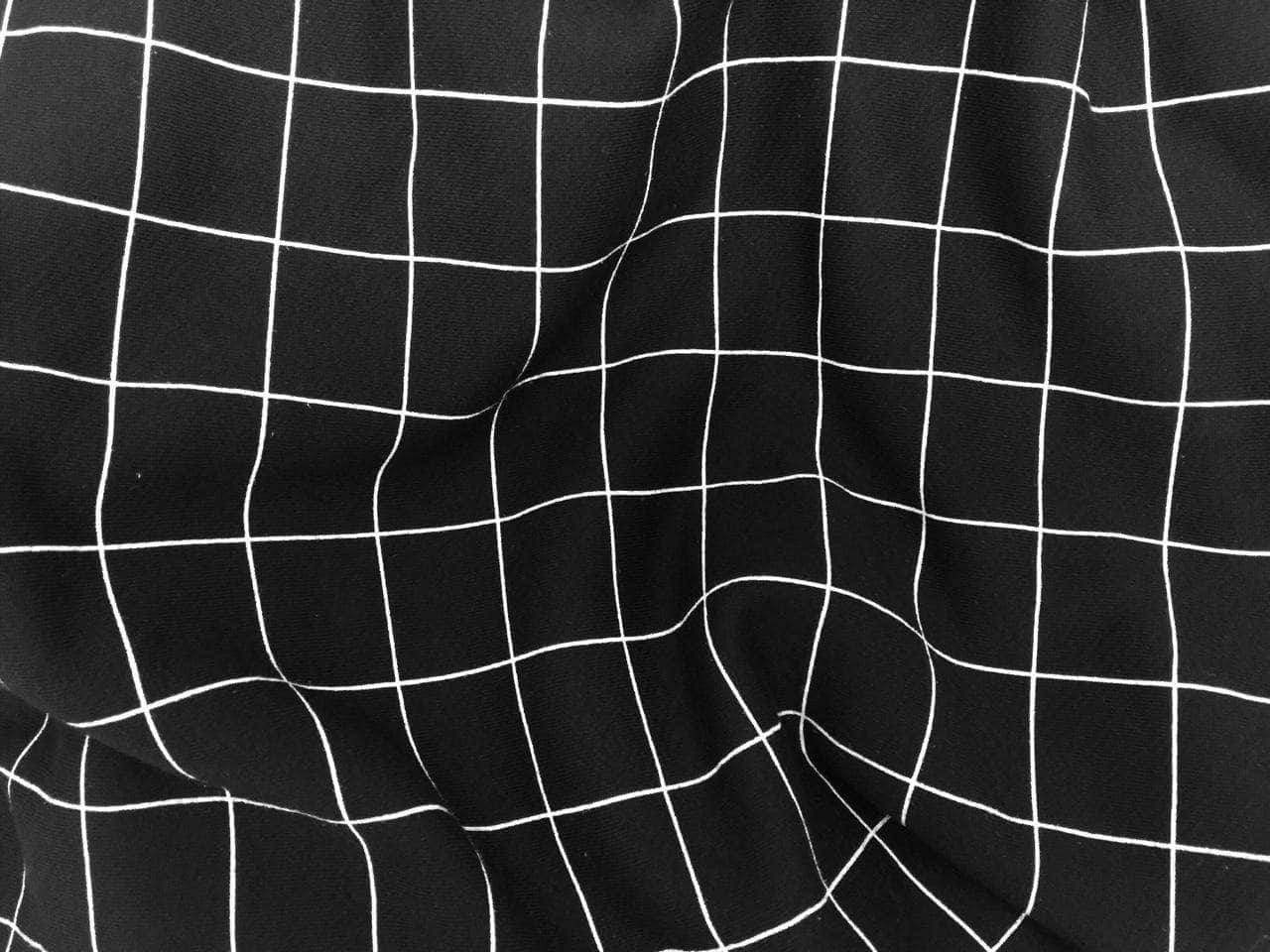 Psychedelic Grunge, black fabric, white grid lines, HD Desktop Wallpaper