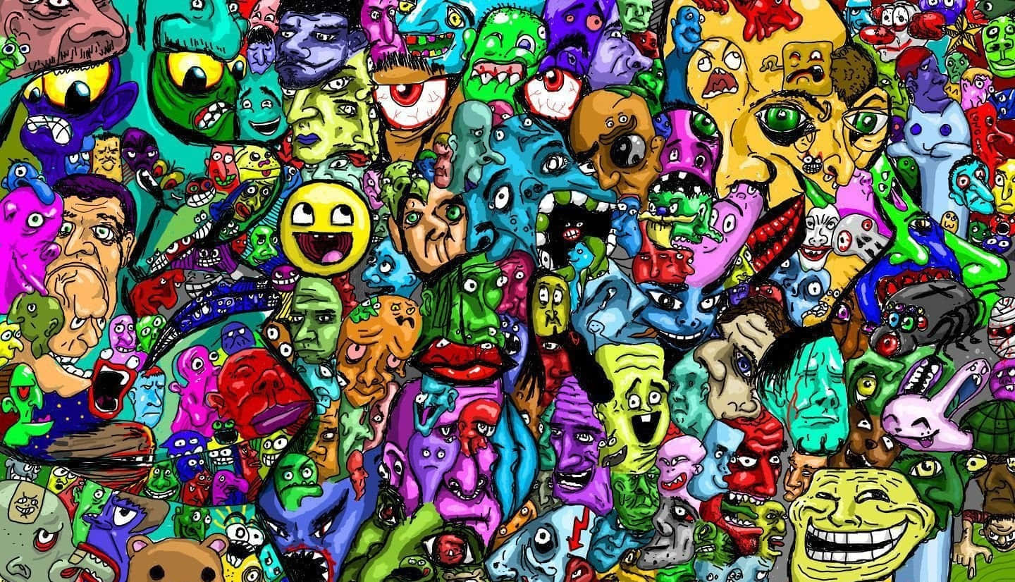 Psychedelic Grunge, 1440 x 826, cartoon monsters, HD Desktop Wallpaper
