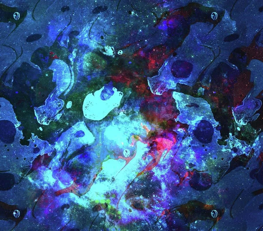 Psychedelic Grunge, cosmic nebula, swirling blues purples and reds, SD Desktop Wallpaper