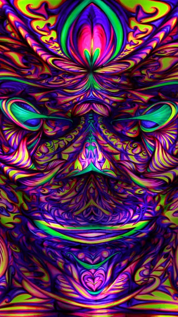 Psychedelic Grunge, kaleidoscopic face, swirling neon colors, HD Phone Wallpaper