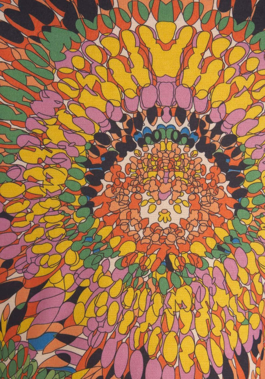 psychedelic 70s aesthetic, vibrant psychedelic floral pattern, concentric layers, HD Phone Wallpaper