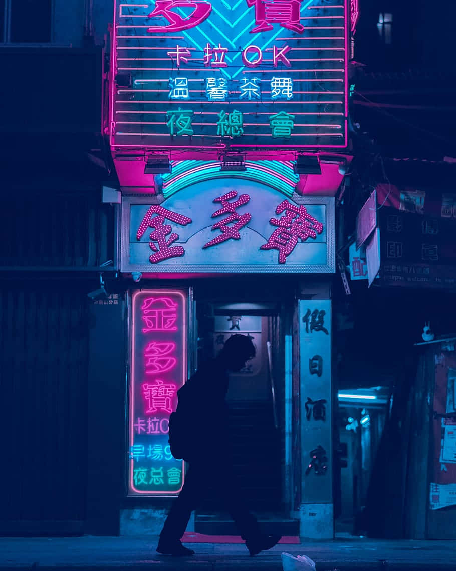 Psychedelic Grunge, neon signs, karaoke, SD Phone Wallpaper