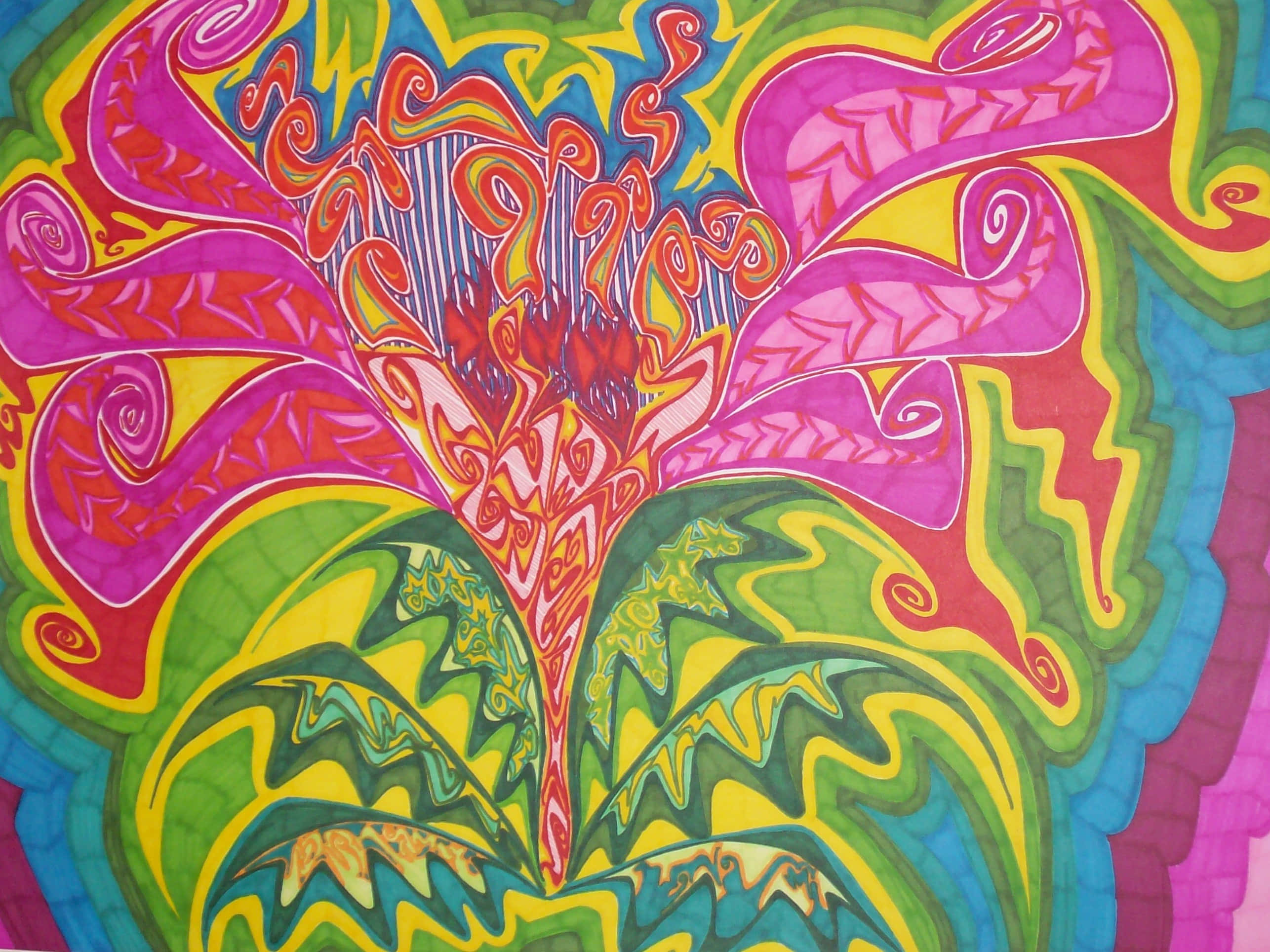 psychedelic paradise, surreal flower, swirling petals, 2K Desktop Wallpaper