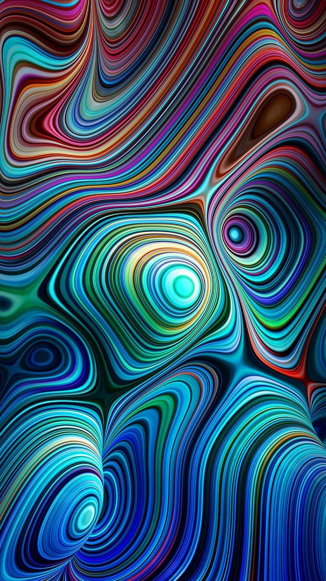 Psychedelic iPhone, colorful patterns, swirling ribbons, Full HD Phone Wallpaper