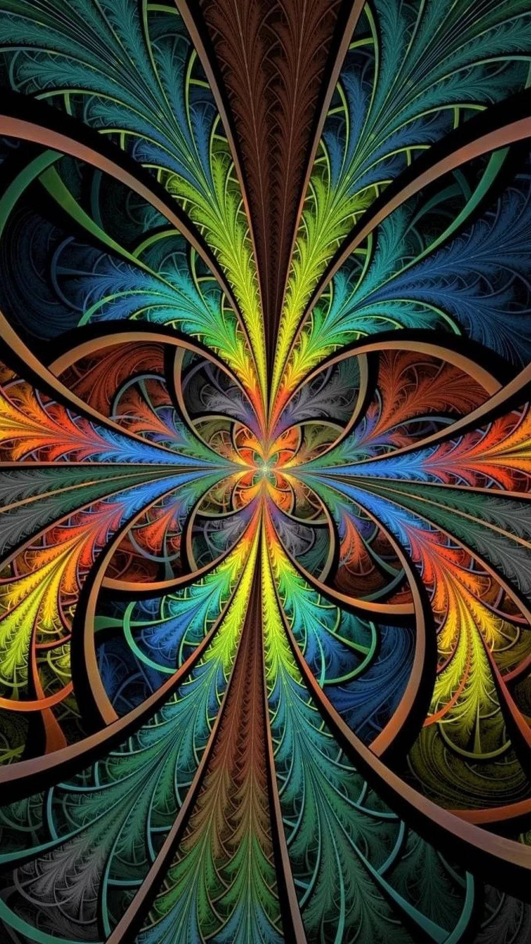 Psychedelic iPhone, Art Deco patterns, rainbow hues, Full HD Phone Wallpaper
