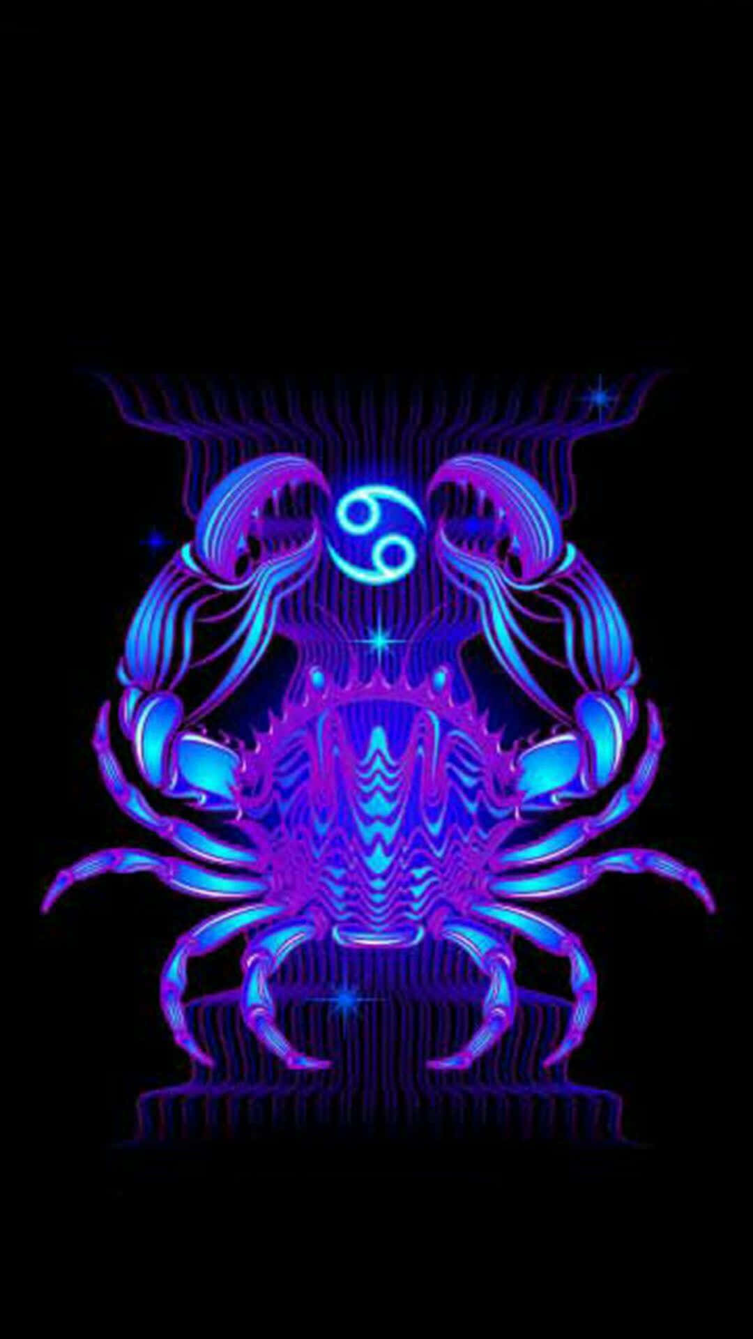 Cancer zodiac sign, neon blue, purple, Full HD Phone Wallpaper
