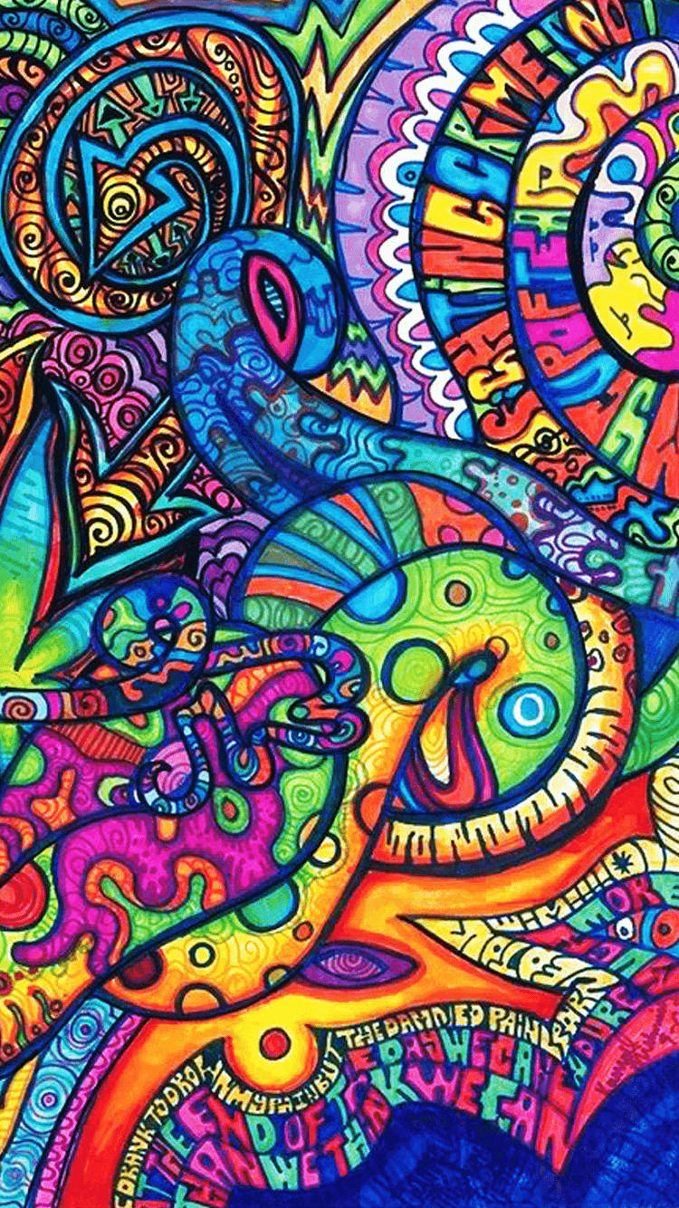 Psychedelic iPhone, snake like patterns, vibrant psychedelic artwork, HD Phone Wallpaper