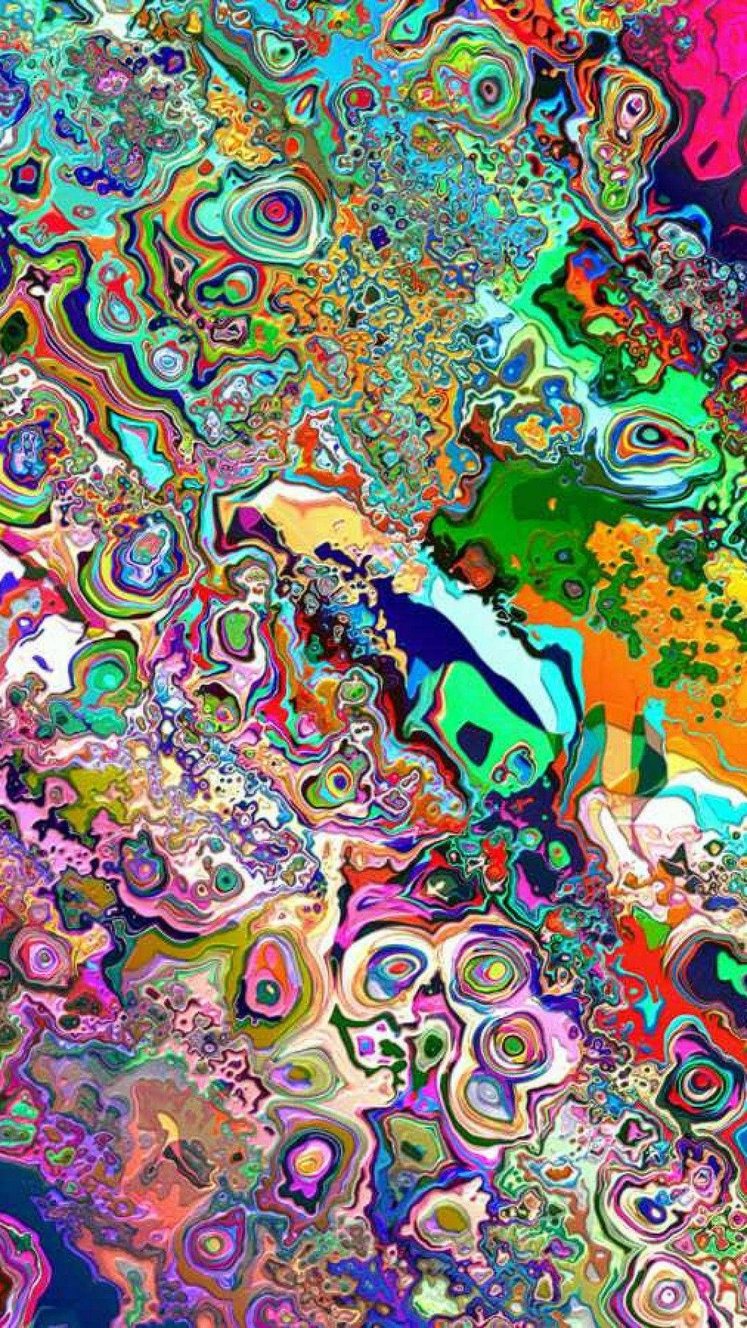 Psychedelic iPhone, neon colors, abstract swirls, Full HD Phone Wallpaper