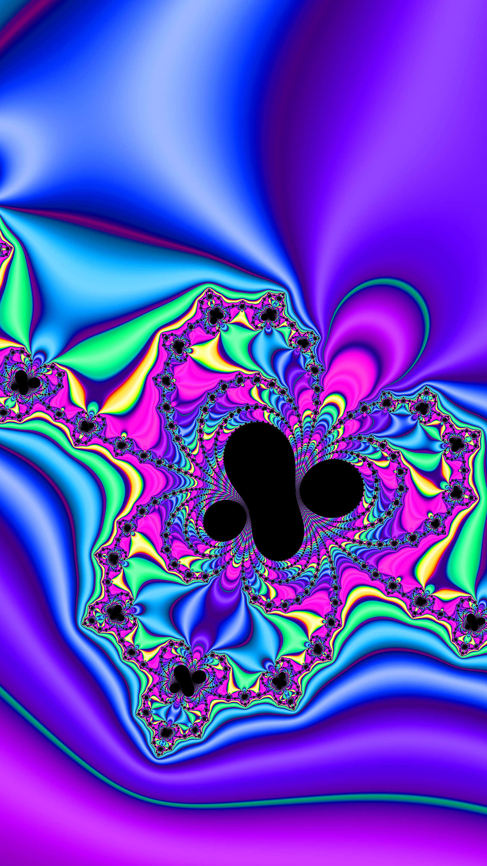psychedelic fractal art, i Phone, electric blues, 2K Phone Wallpaper