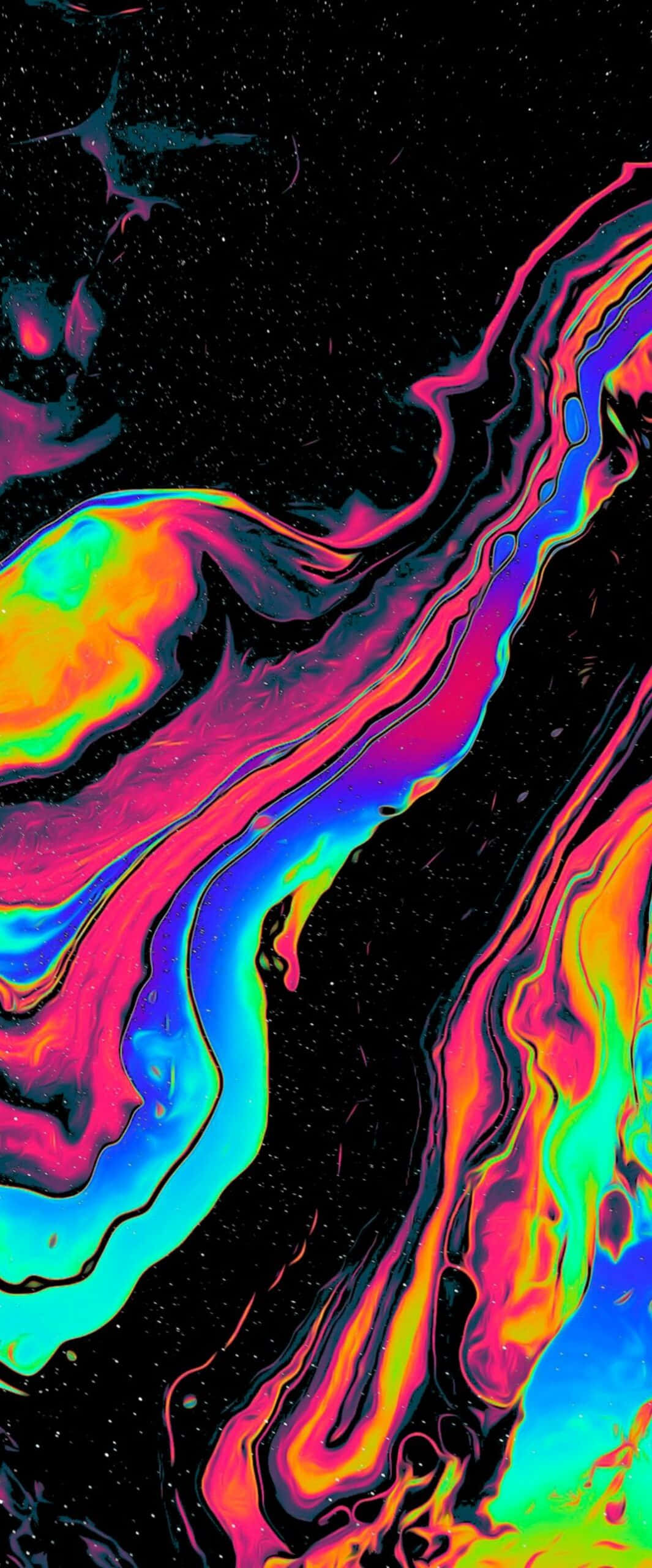 neon liquid swirls, starry black cosmic background, Psychedelic Swirli Phone, 2K Phone Wallpaper