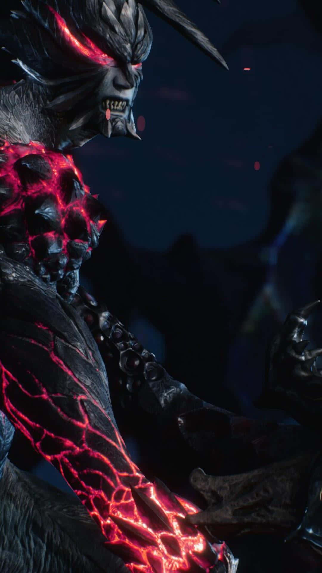 demon, glowing red eyes, crackling lava-like veins, Full HD Phone Wallpaper