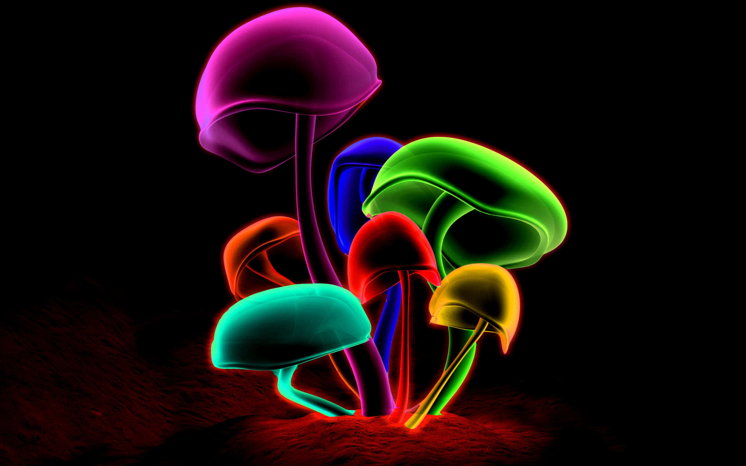 colorful mushroom, neon mushrooms, vivid hues, 2K Desktop Wallpaper