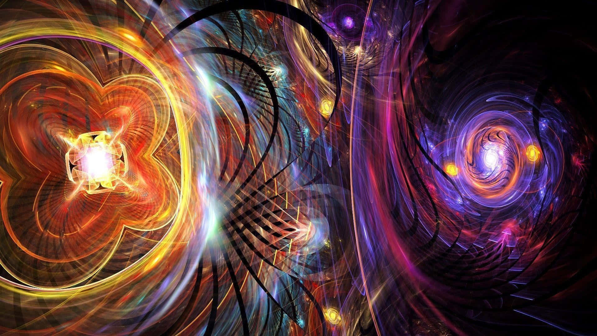 Psychedelic Space, fractal patterns, fiery orange, Full HD Desktop Wallpaper