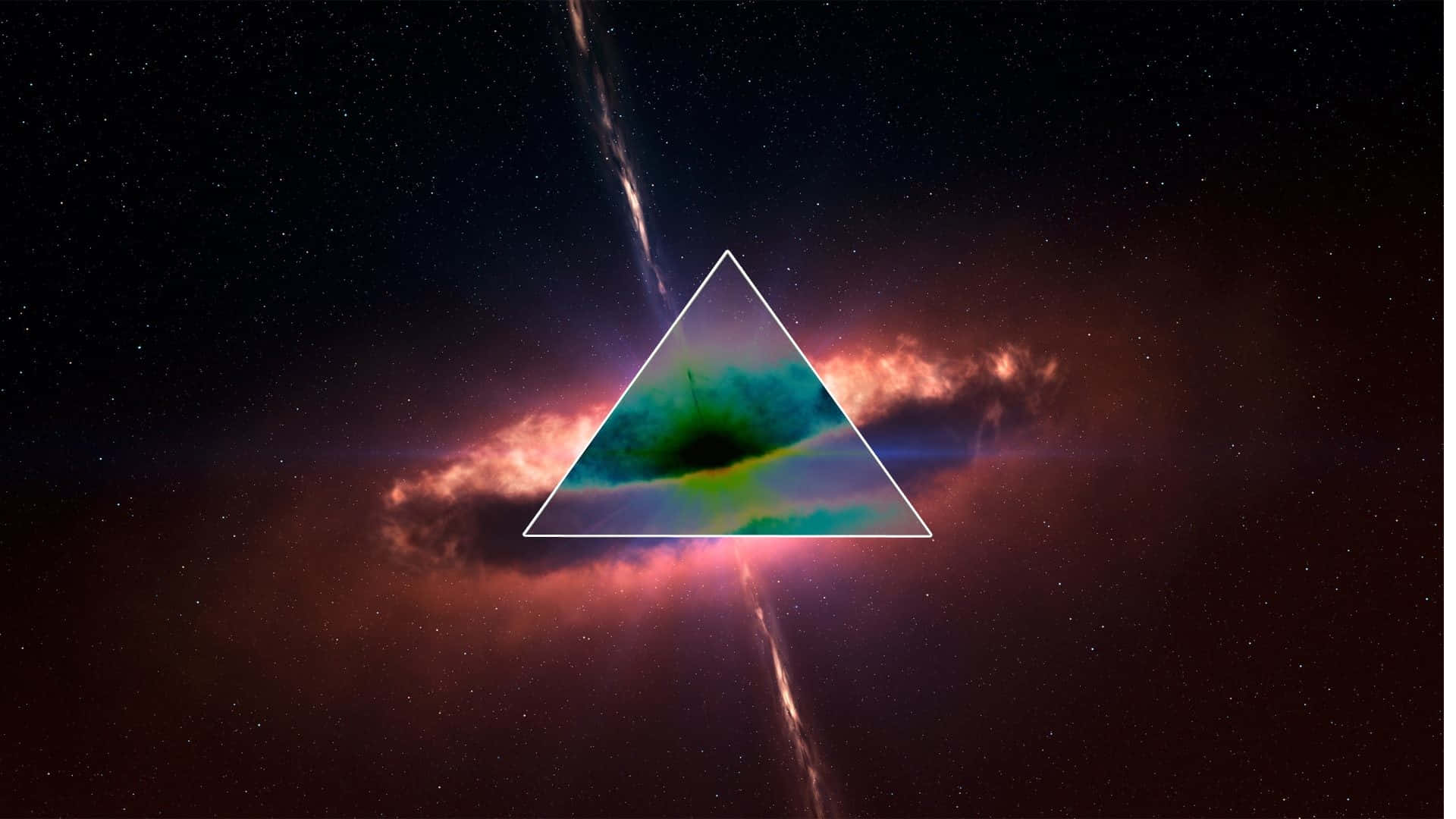 Psychedelic Space, glowing triangle, cosmic nebula, Full HD Desktop Wallpaper