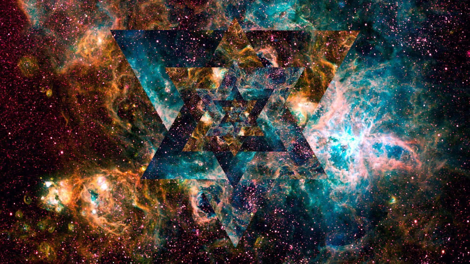 psychedelic space, cosmic nebula, teal, Full HD Desktop Wallpaper