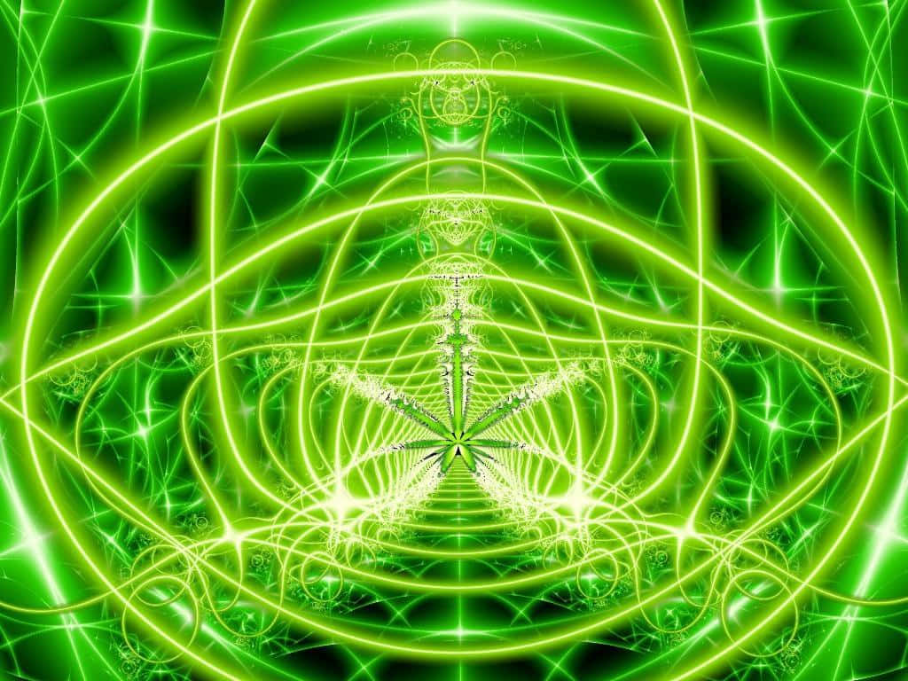 Psychedelic Weed, neon green, fractal patterns, SD Desktop Wallpaper