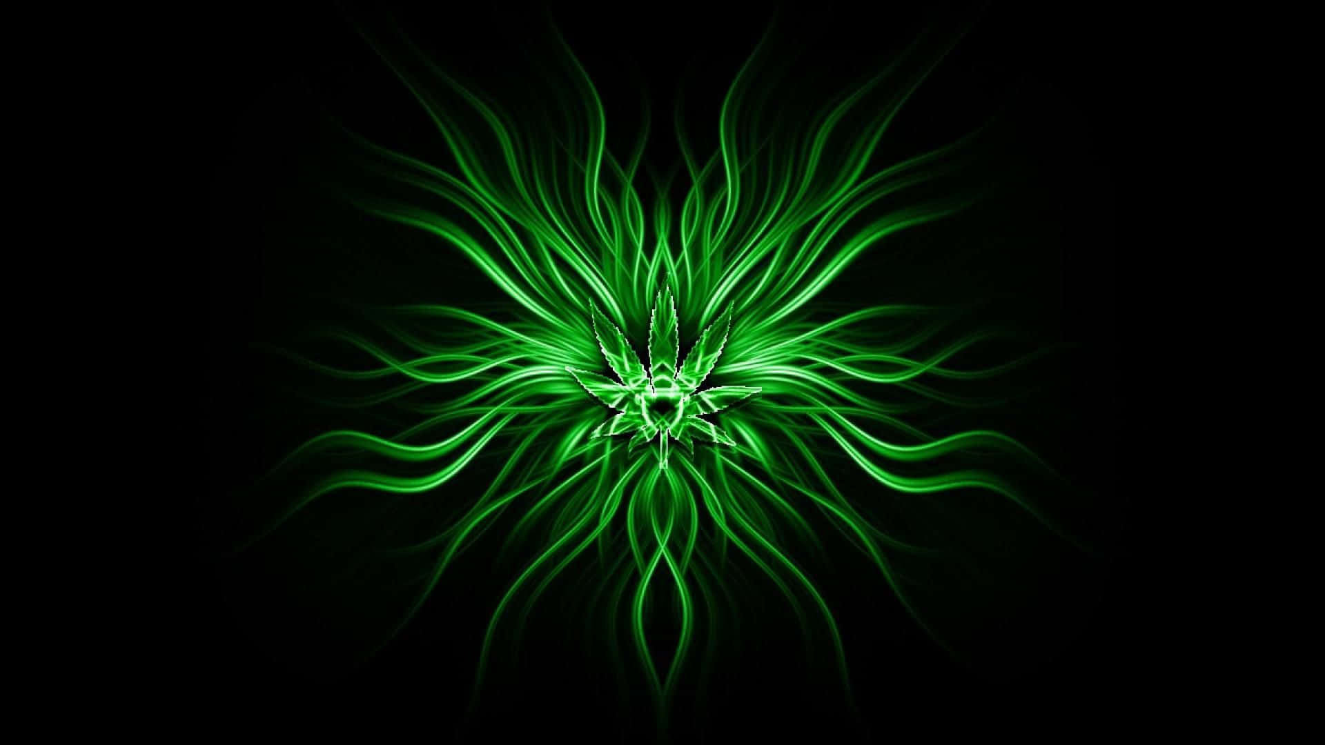Psychedelic Weed, fractal flower, glowing tendrils, Full HD Desktop Wallpaper