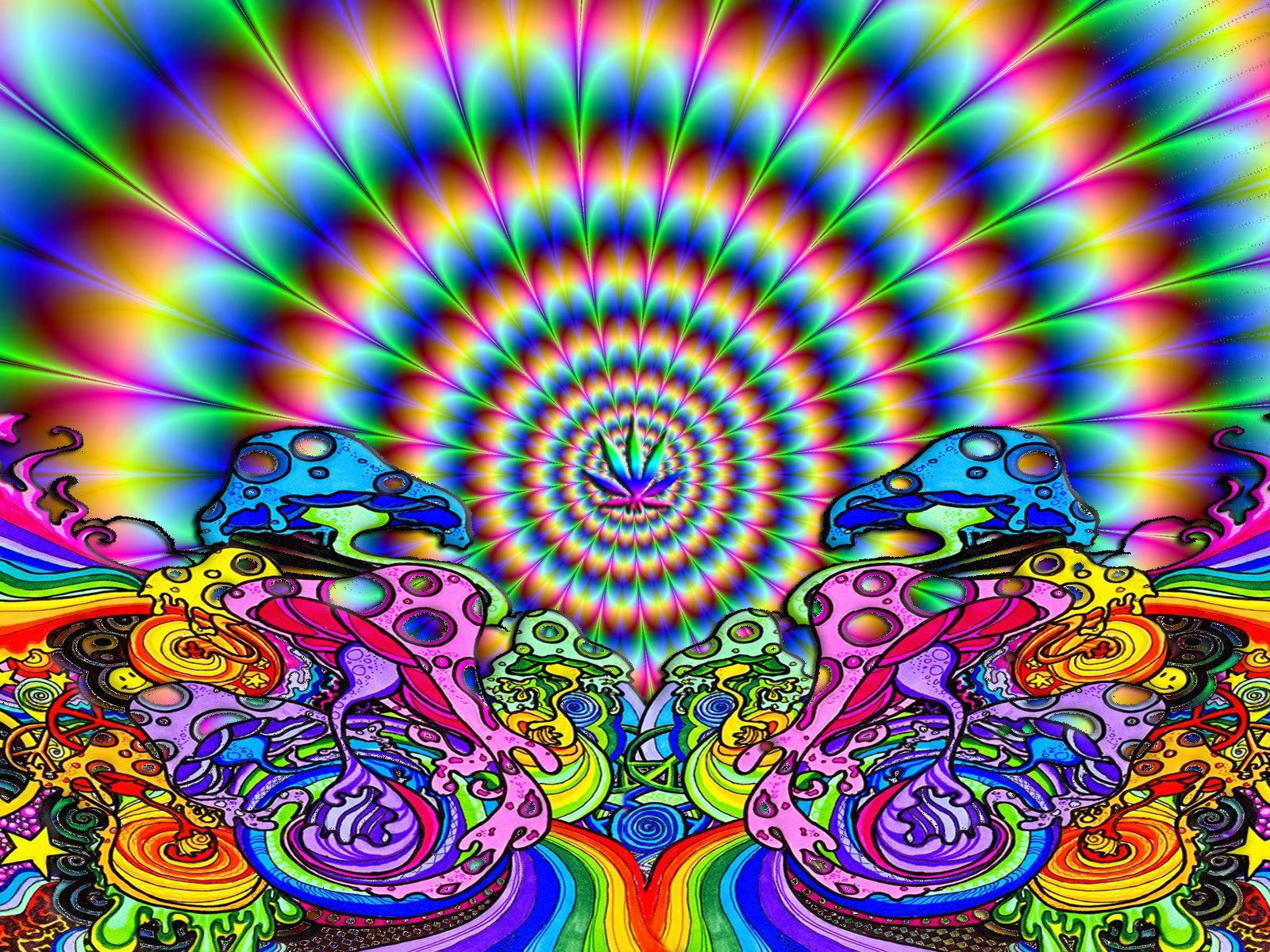psychedelic mushrooms, rainbow spiral, surreal digital dreamscape, HD Desktop Wallpaper