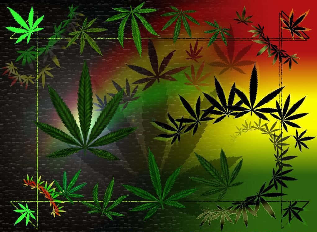 Psychedelic Weed, green, yellow, SD Desktop Wallpaper