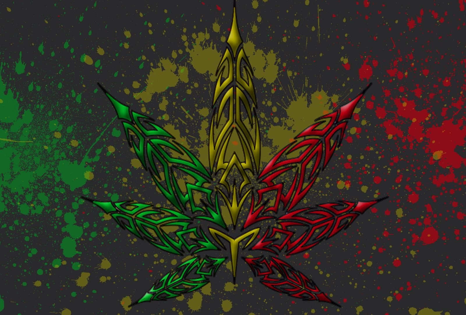 psychedelic weed, cannabis leaf, green, HD Desktop Wallpaper