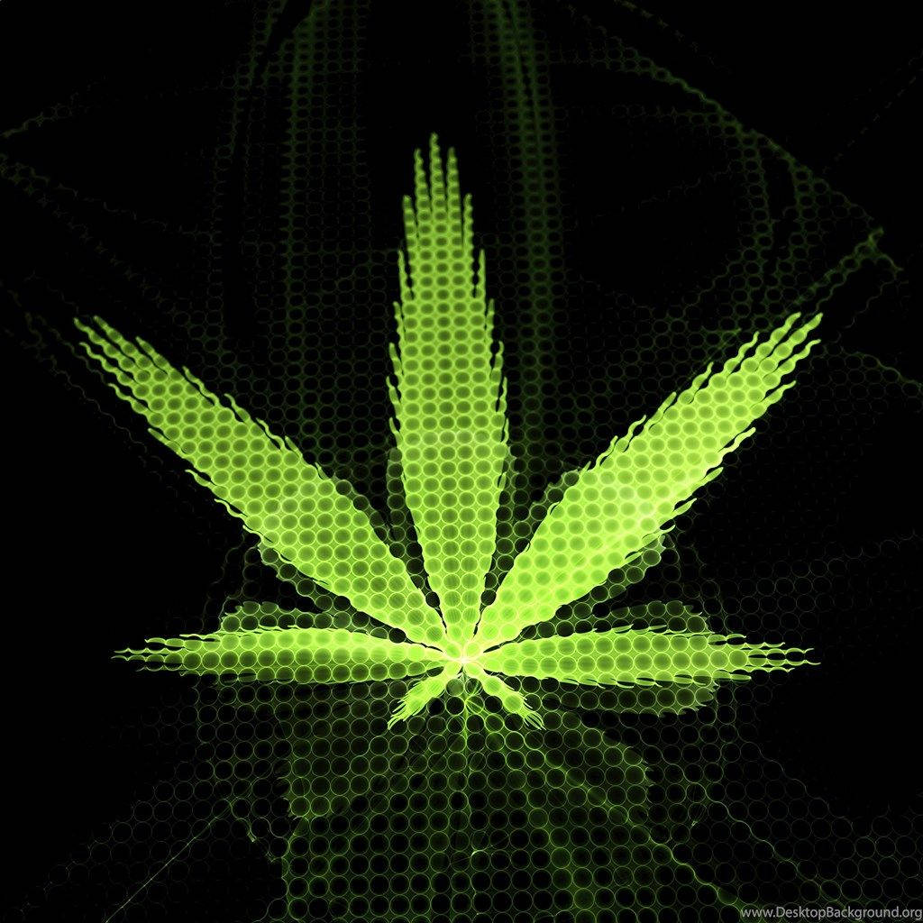 neon green, cannabis leaf, hexagonal dot pattern, SD Desktop Wallpaper