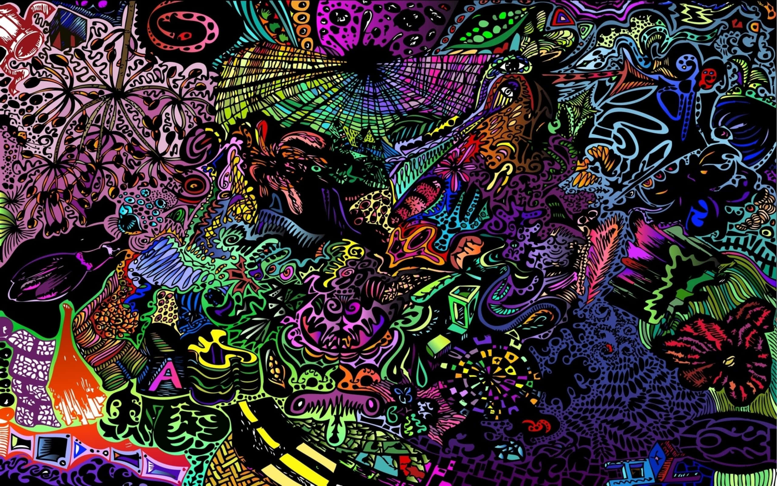 trippy galaxy, psychedelic scene, neon colors, 2K Desktop Wallpaper