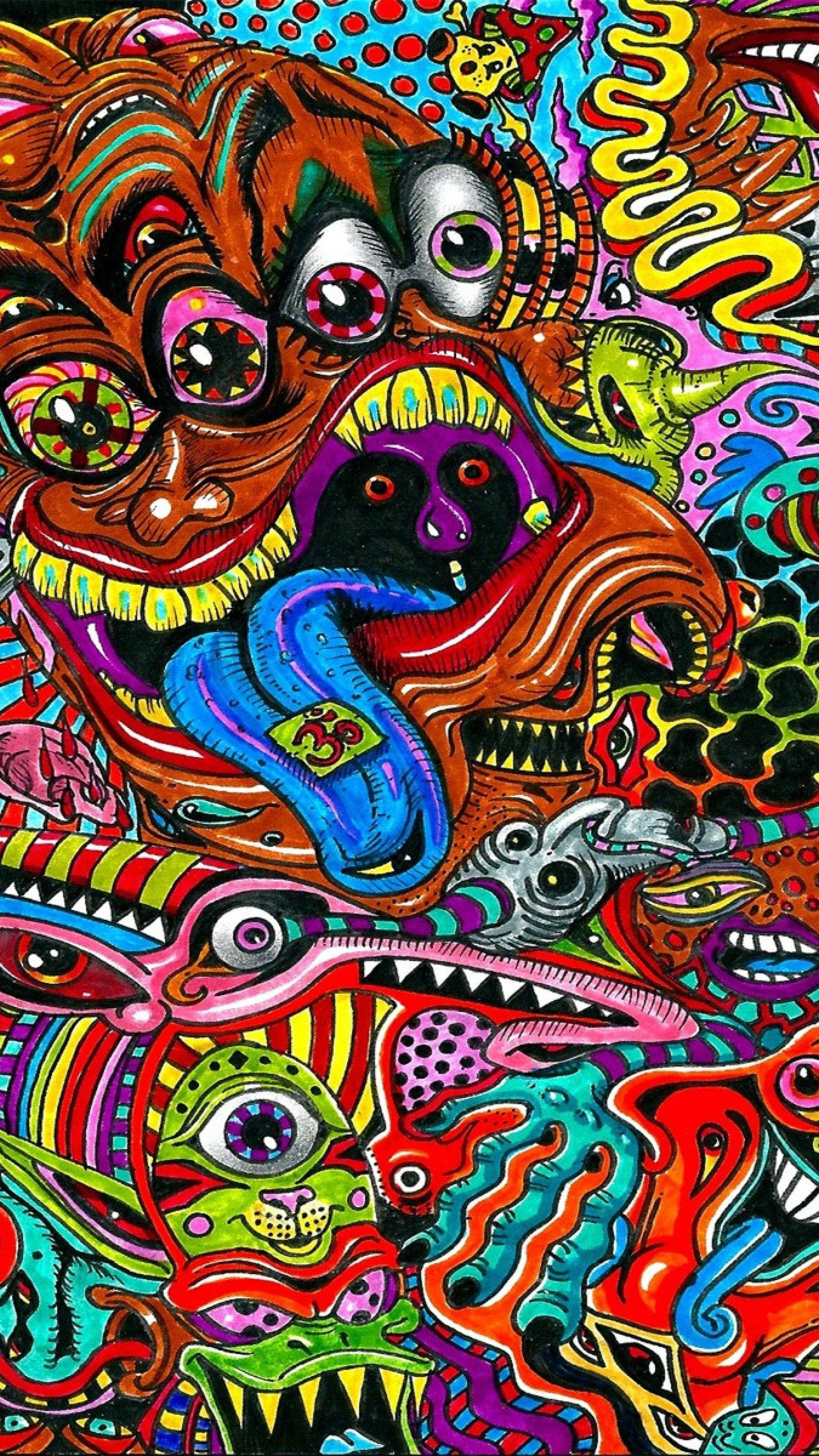 Psychedelic iPhone Many Eyes, iPhone, many eyes, 4K Phone Wallpaper
