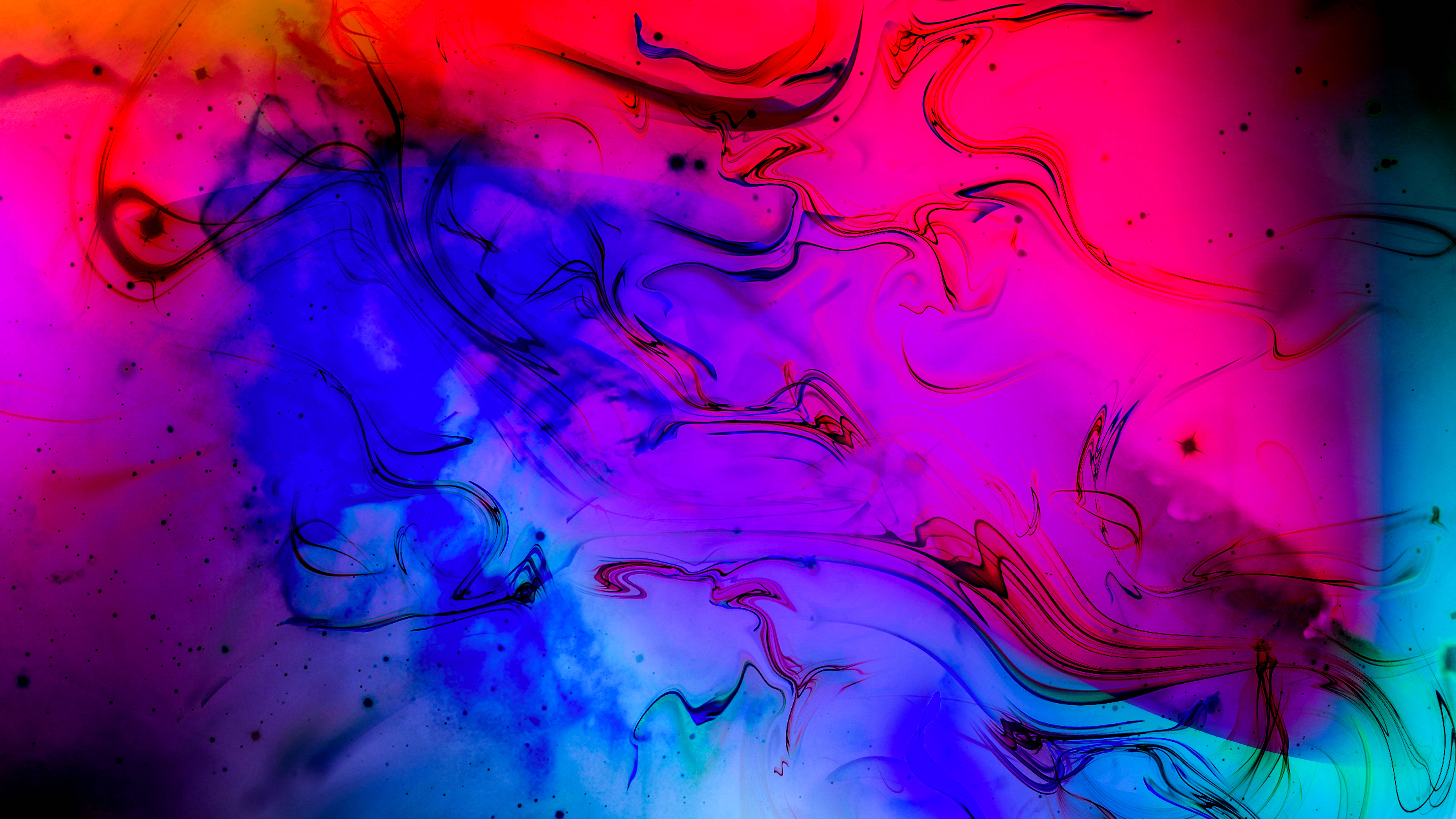 abstract oil paint, pink, blue, 5K Desktop Wallpaper