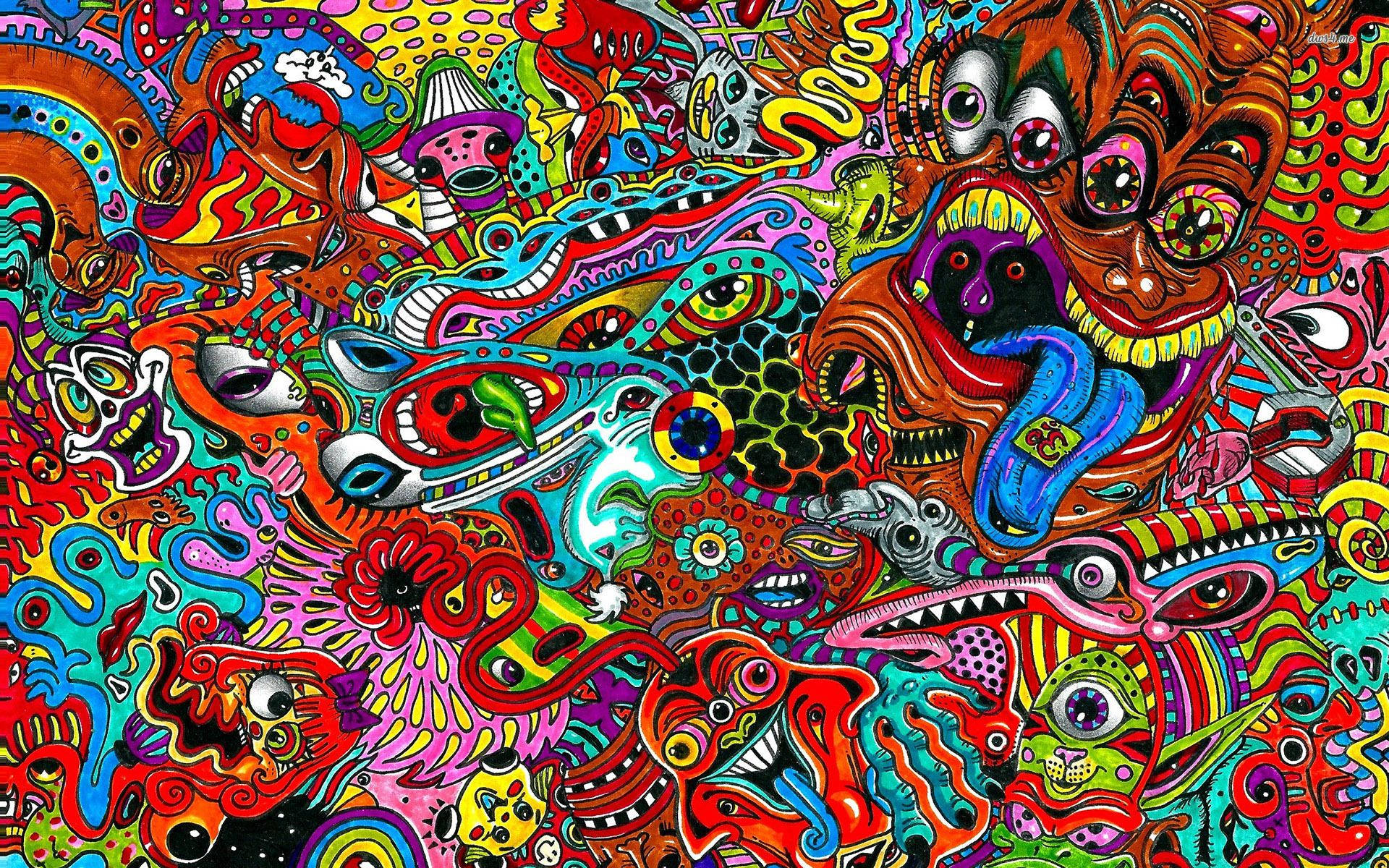 Psychedelic, Vibrant, chaotic, Full HD Desktop Wallpaper