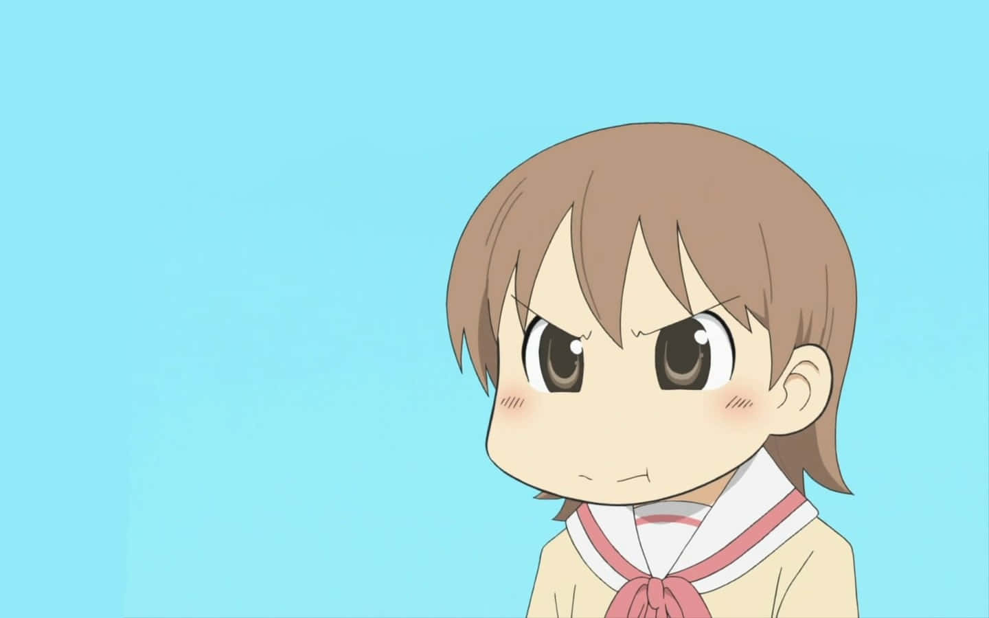 chibi anime girl, brown hair, sailor collar, HD Desktop Wallpaper