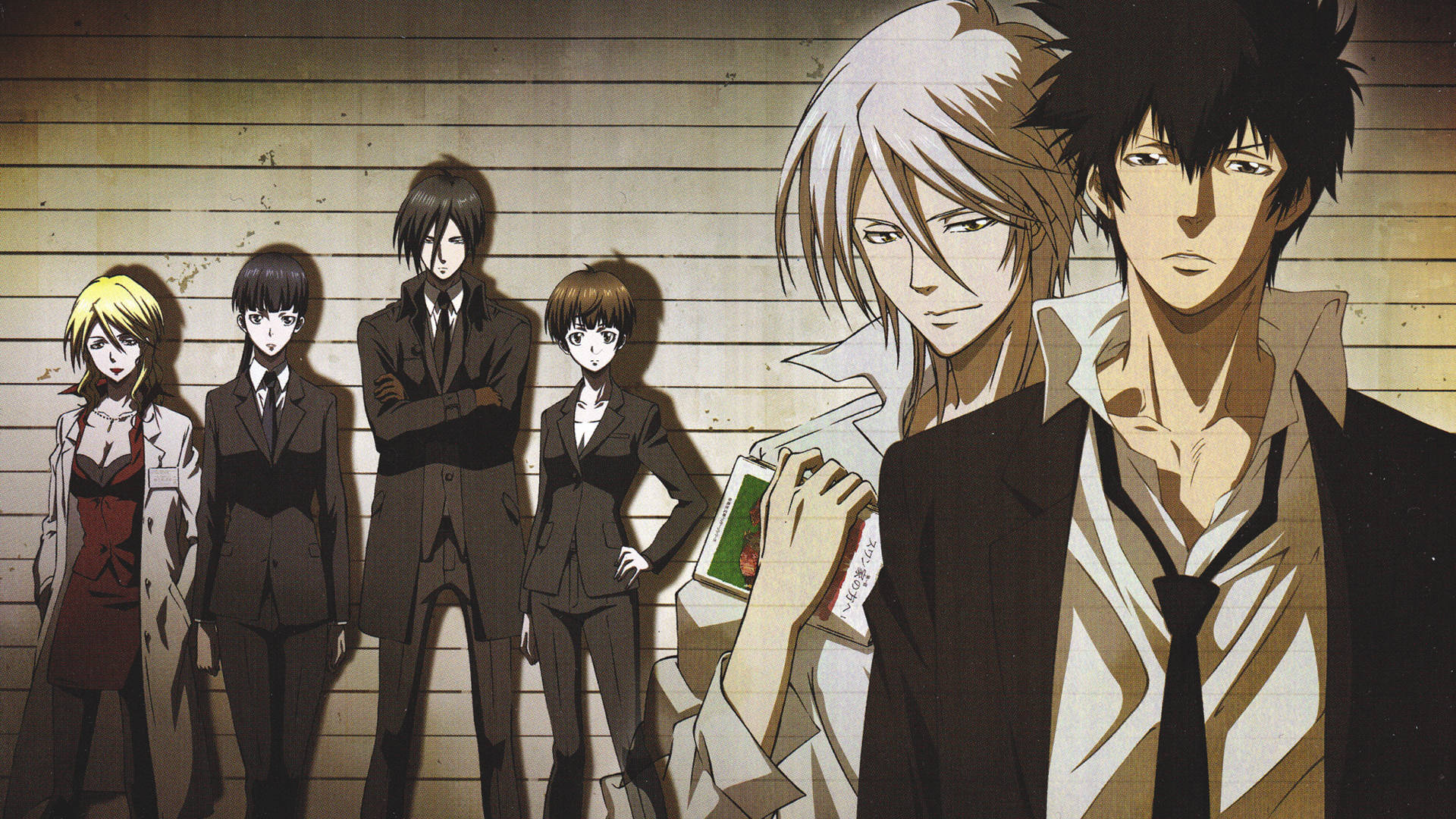 Psycho Pass, anime characters, formal wear, Full HD Desktop Wallpaper