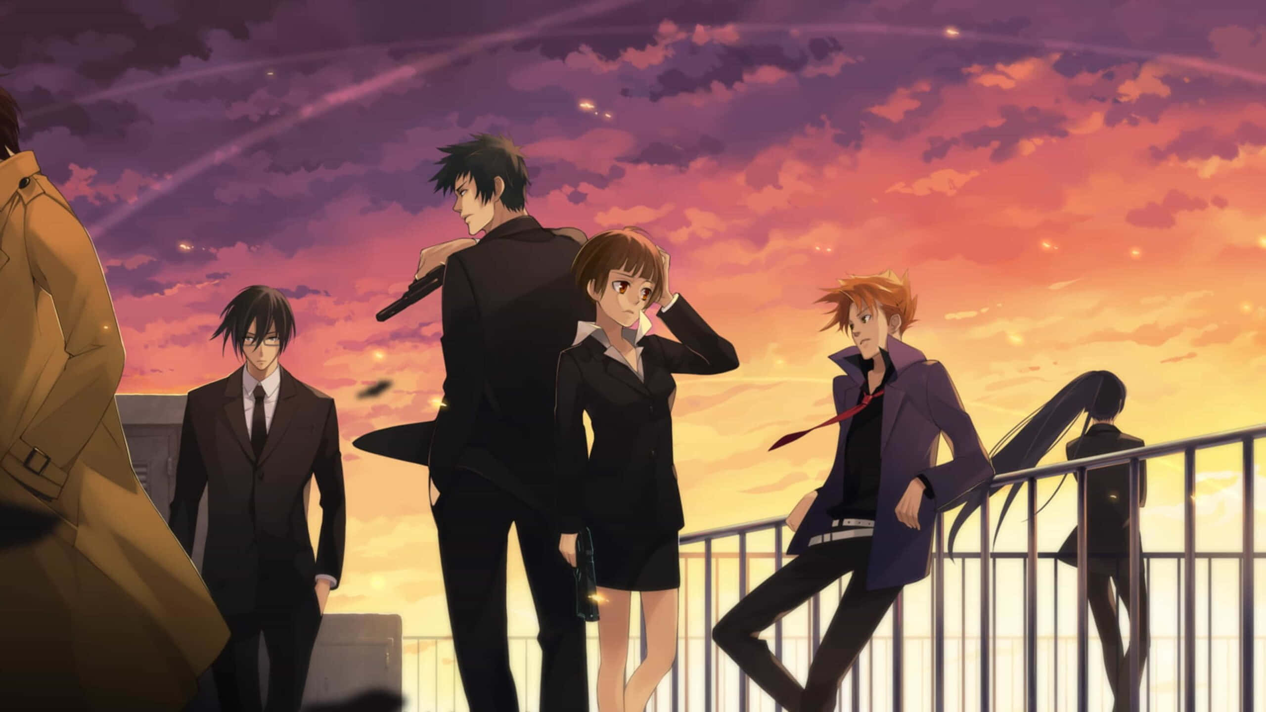 Psycho Pass, school uniforms, rooftop, 2K Desktop Wallpaper