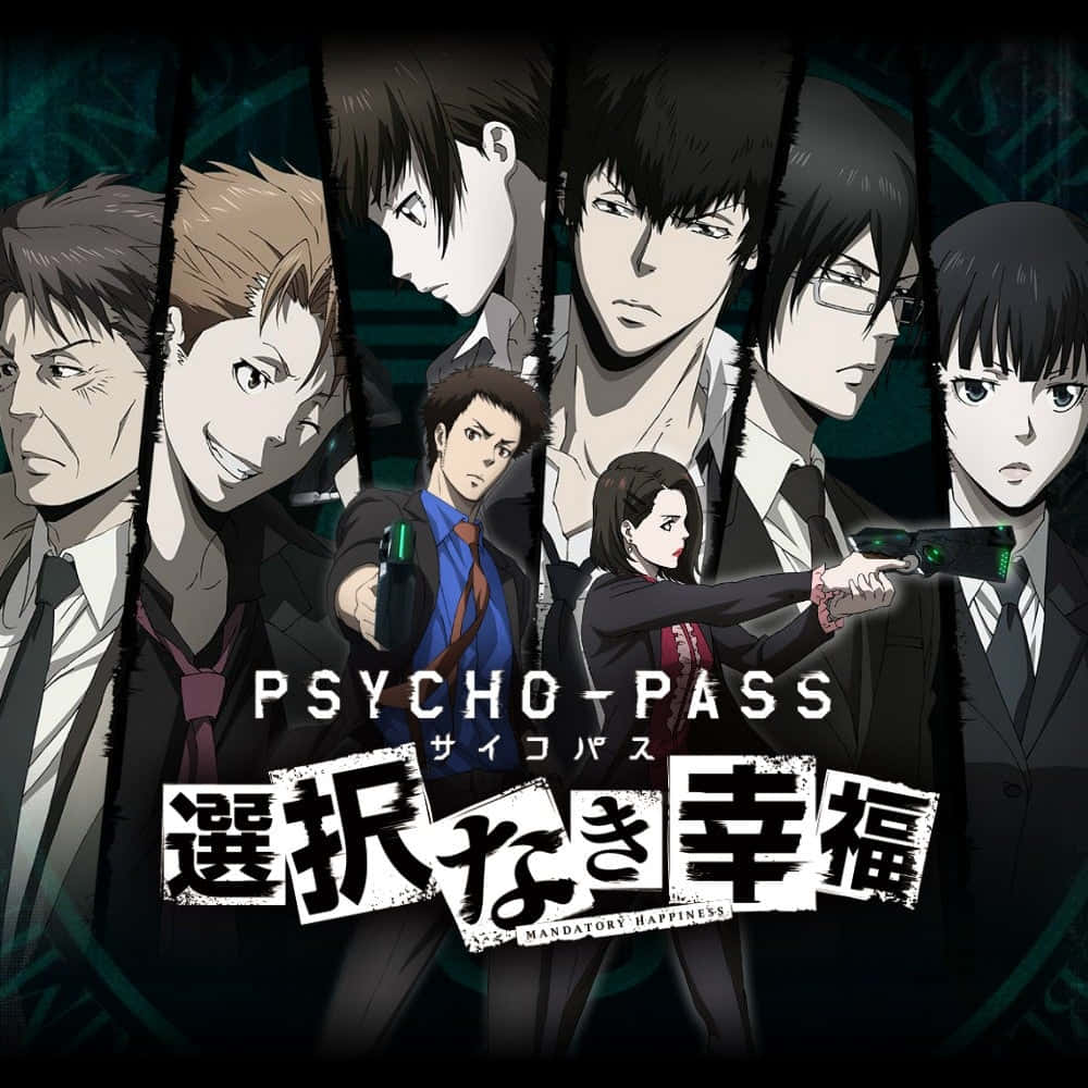 Psycho Pass, seven characters, suits, SD Desktop Wallpaper