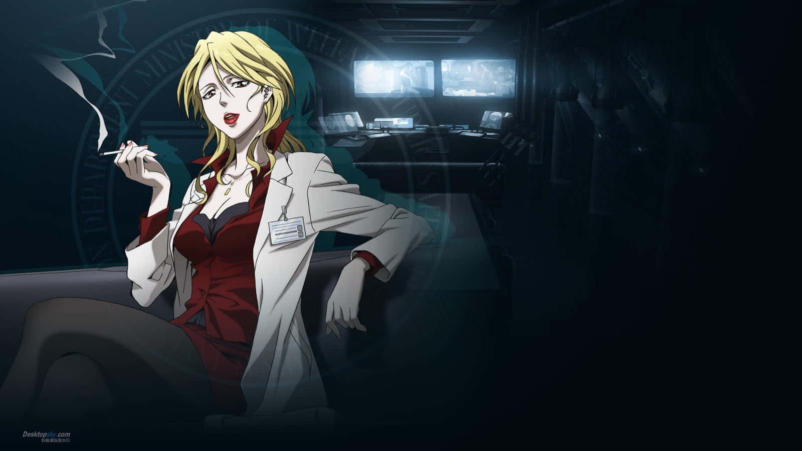 Psycho Pass, blonde anime woman, white lab coat, HD Desktop Wallpaper